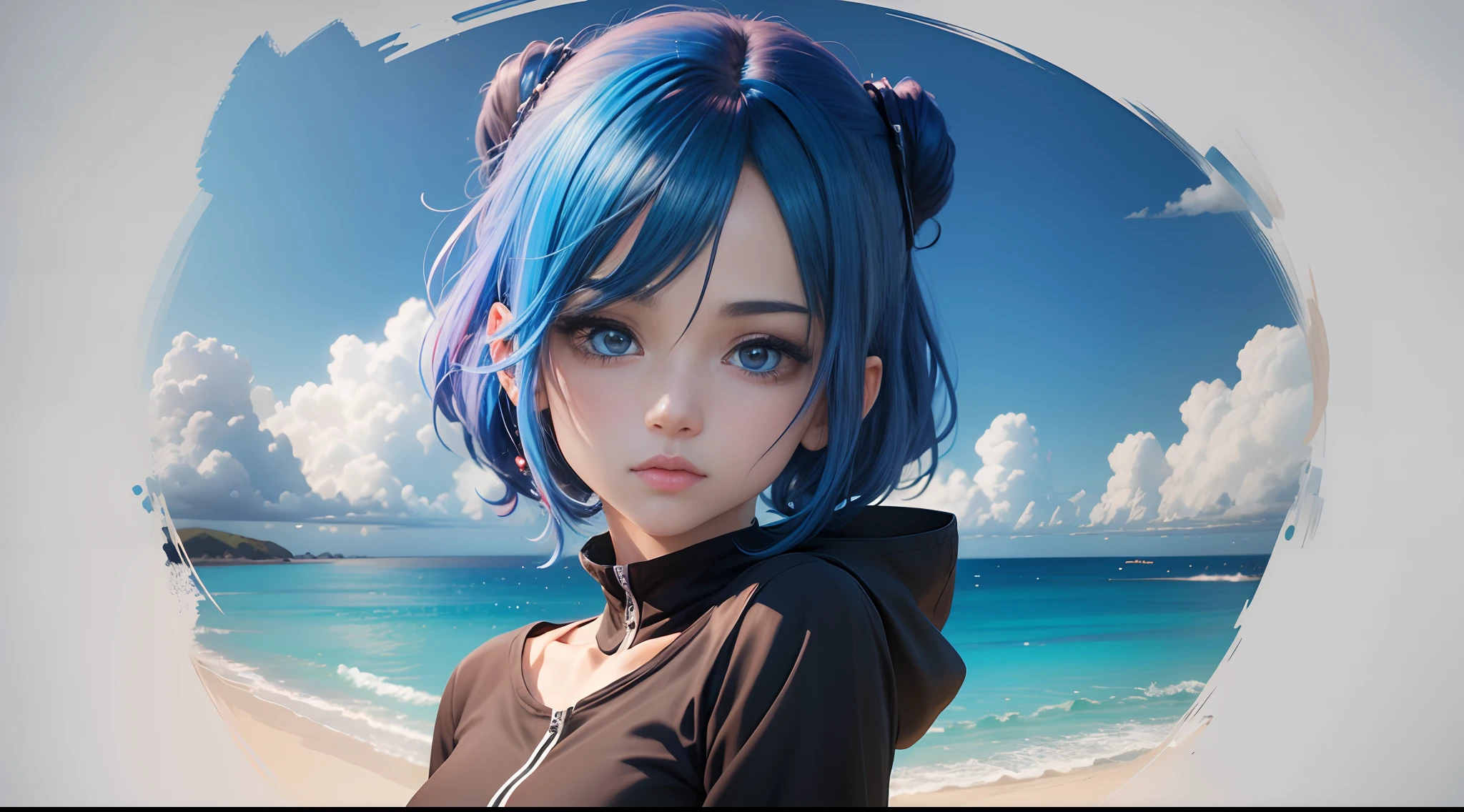 Menina anime com cabelo azul e colete vermelho com olhos azuis, estilo anime 4K, Anime Art Wallpaper 8K, arte de anime digital detalhada, badass anime 8 k, arte de anime digital, Anime Art Wallpaper 4K, Anime Art Wallpaper 4K, arte digital estilo anime, estilo anime. 8k, Papel de parede anime 4k, Anime Wallpaper 4k, 4k anime wallpapers