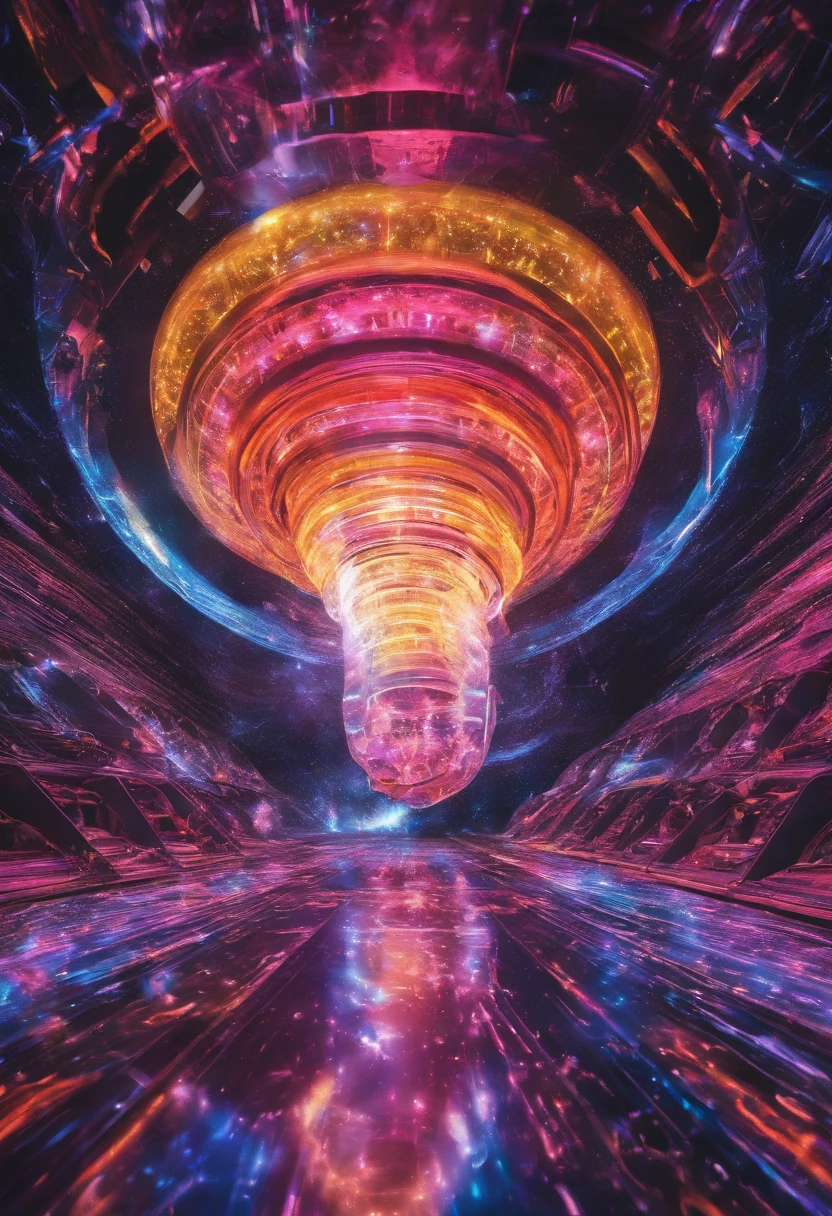 Crystal being Moving through space in a psychedelic tube