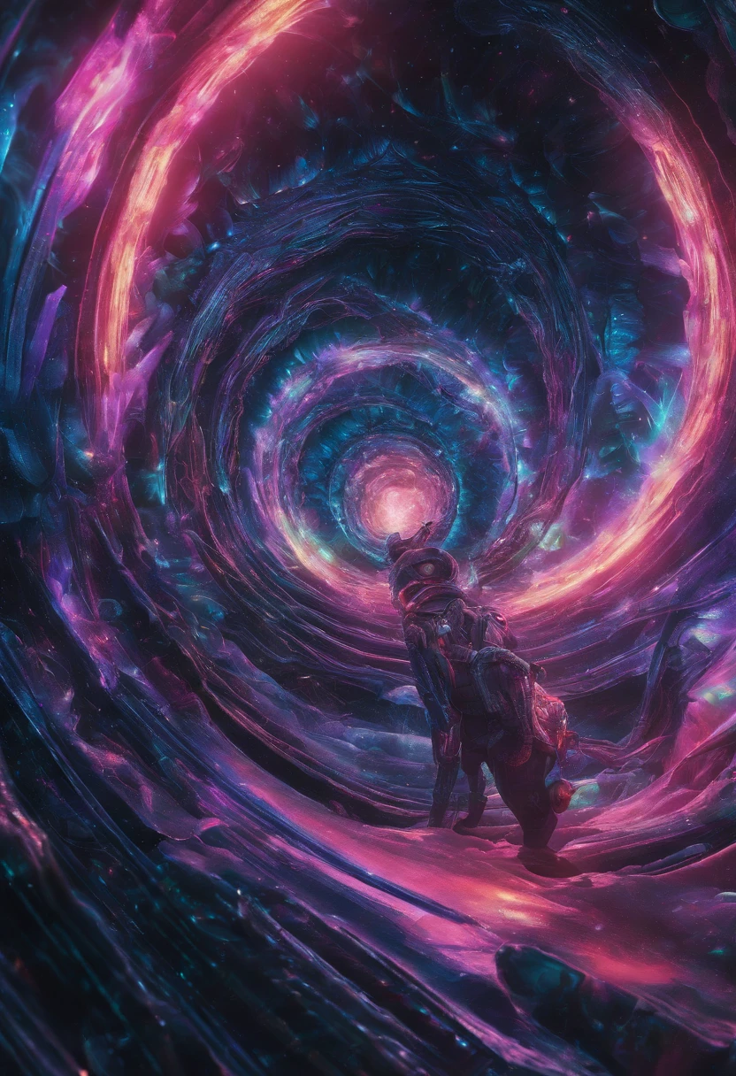 Crystal being Moving through space in a psychedelic tube