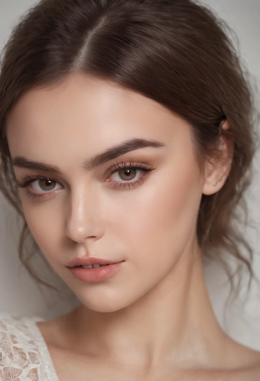 Arafed Mujer totalmente , Chica sexy con ojos marrones, ultra realista, meticulosamente detallado, Retrato Sophie Mudd, brown hair and large eyes, selfie de una mujer joven, Ojos del dormitorio, Violeta Myers, sin maquillaje, Maquillaje natural, staring directly into camera, cara con artgram, maquillaje sutil, Impresionante foto de cuerpo completo arrodillado en la cama, En el dormitorio, Medium to large size bust