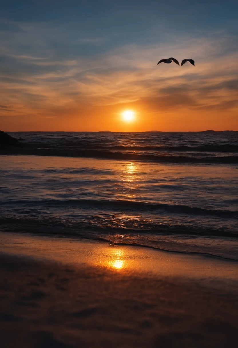 Couple back,Seaside sunset,the setting sun,take hand