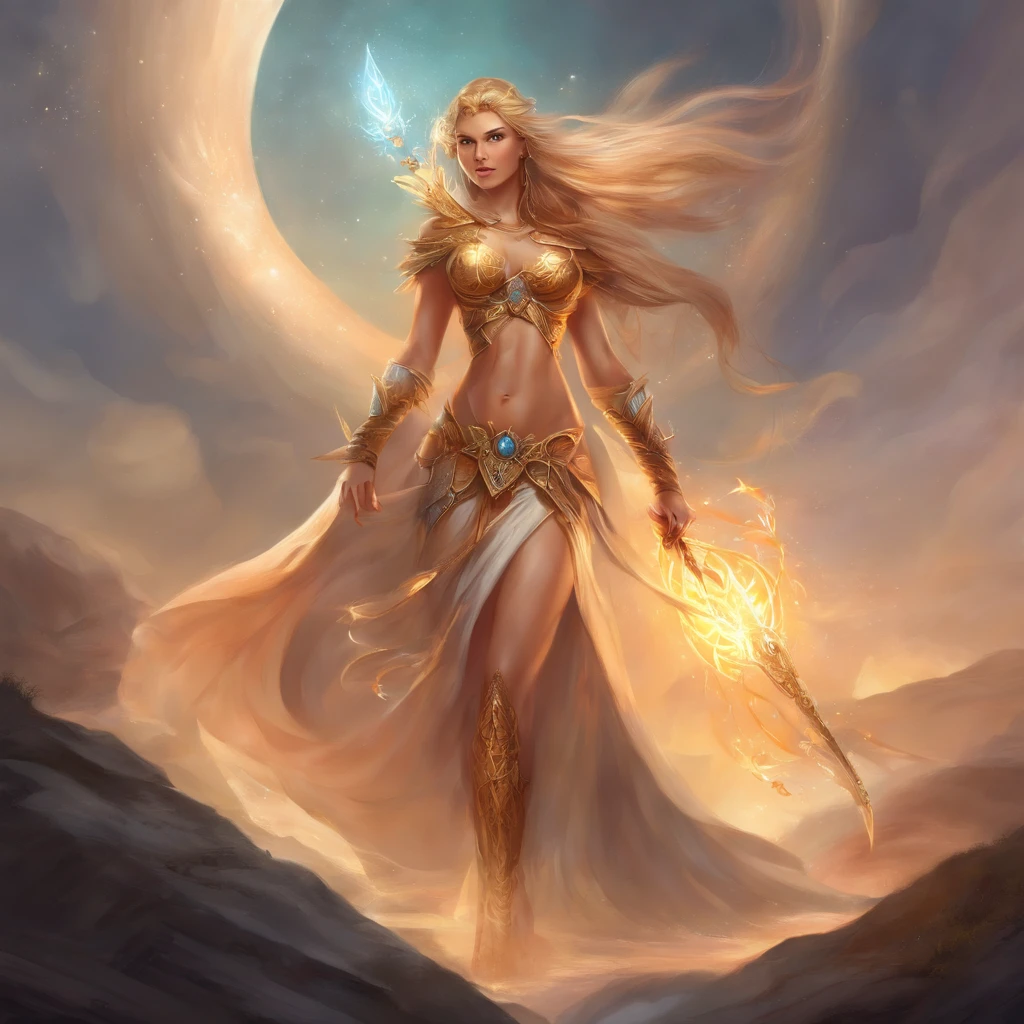 A Norse warrior goddess shows off her glorious naked body, perfect medium breasts, beautiful pussy. Sensual art. Erotic art.