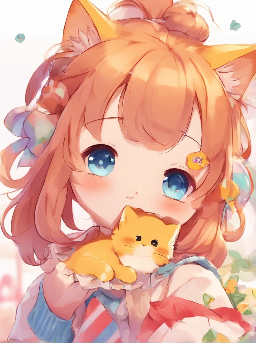 Girl in the style of a yellow kitten, Triangular face:1.1,mustaches:blanche,white backgrounid:1.1)+(diagrams,realist:1.37,foco nítido:1.1,ultra-detailliert,Haute,Professional,Vivid colors:1.1)+(Soft hair:1.1,playful expression,Prying eyes,bonito:1.1)+(Soft lighting,Warm tones:1.1)
