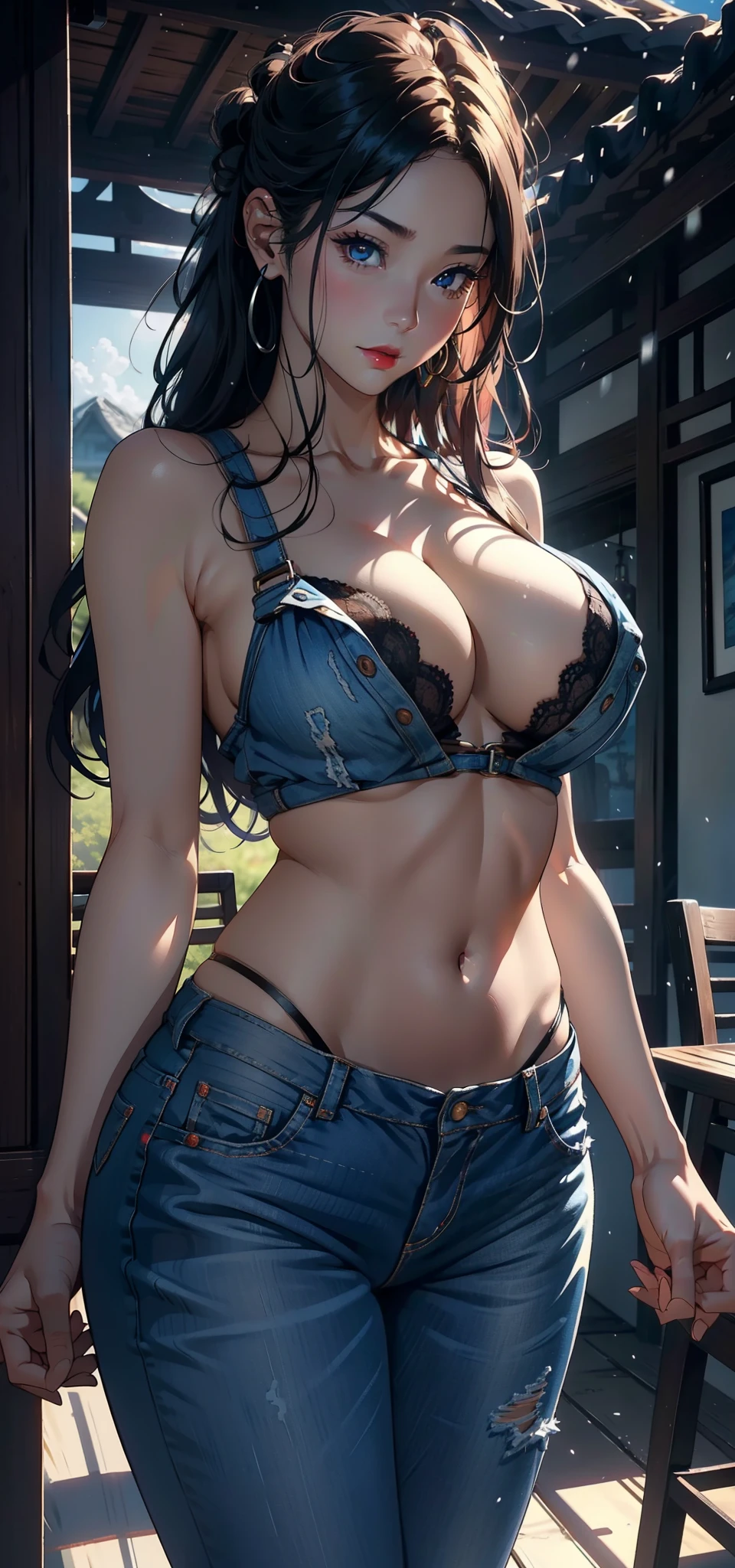1female,45 yers old,Married Woman,熟妇,plumw,extremely large bosom, 独奏,(Background with:Endless savannah,herds of horses)Standing on the Grassland, She has long pink hair,seen from the front,, mostly cloudy sky,(((tmasterpiece),(Very detailed CG unity 8K wallpaper),best qualtiy,cinmatic lighting,detailed back ground,beatiful detailed eyes,Bright pupils,Black eyes,Snow-whiteskin,Redlip(Very fine and beautiful),(Beautiful and detailed eye description),ultra - detailed,tmasterpiece,))facing at camera,A high resolution,ultra - detailed),revealing breasts,Bare genitalia, Bulge,legs are open,Raised sexy,Camel toes,Desire for dissatisfaction,frontage,Western cowboy(Wearing:Blue denim vest,Bare,Bare genitalia,Bare breasts,Black lace panties,nakeness)