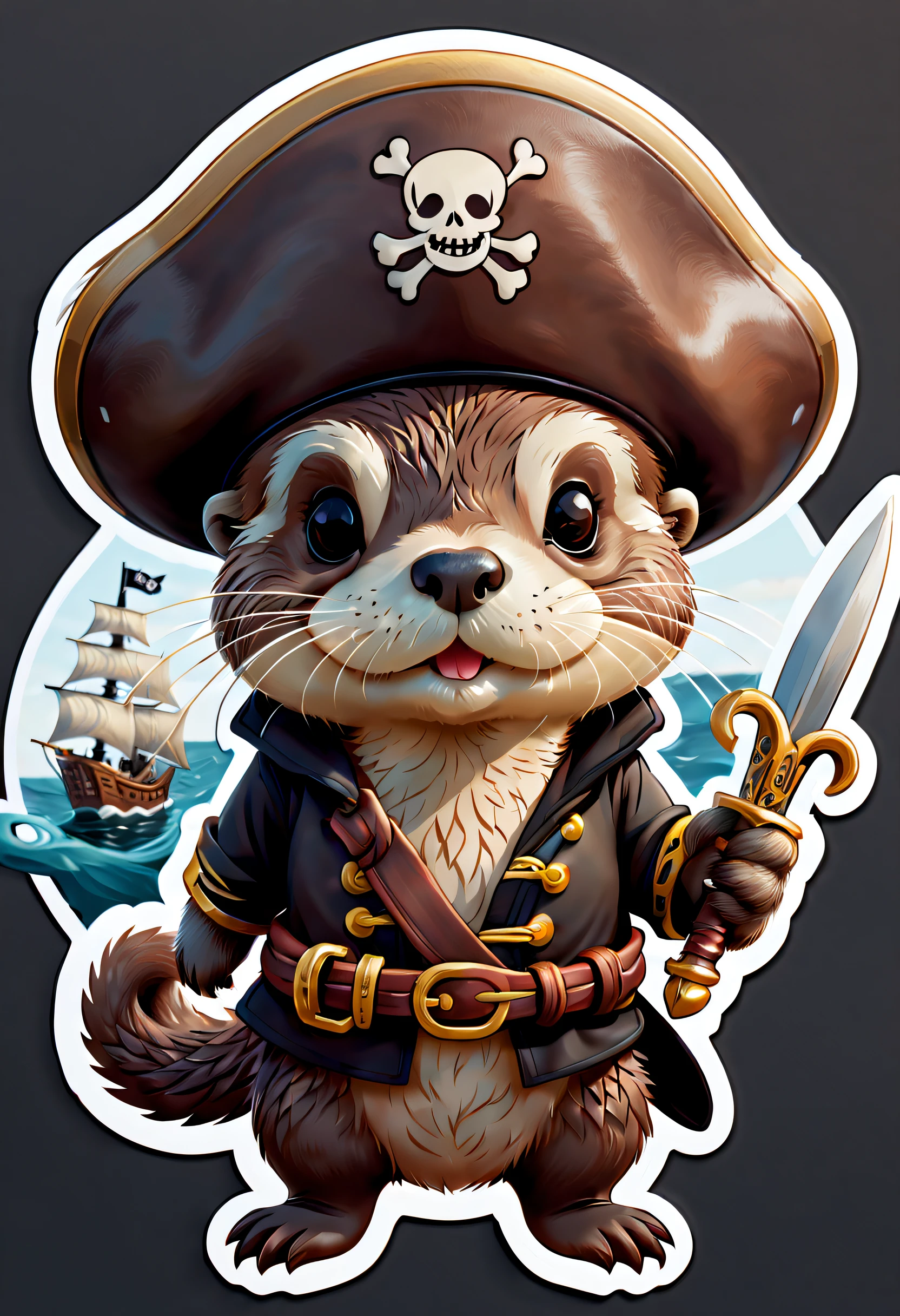 Cute Otter pirate Sticker