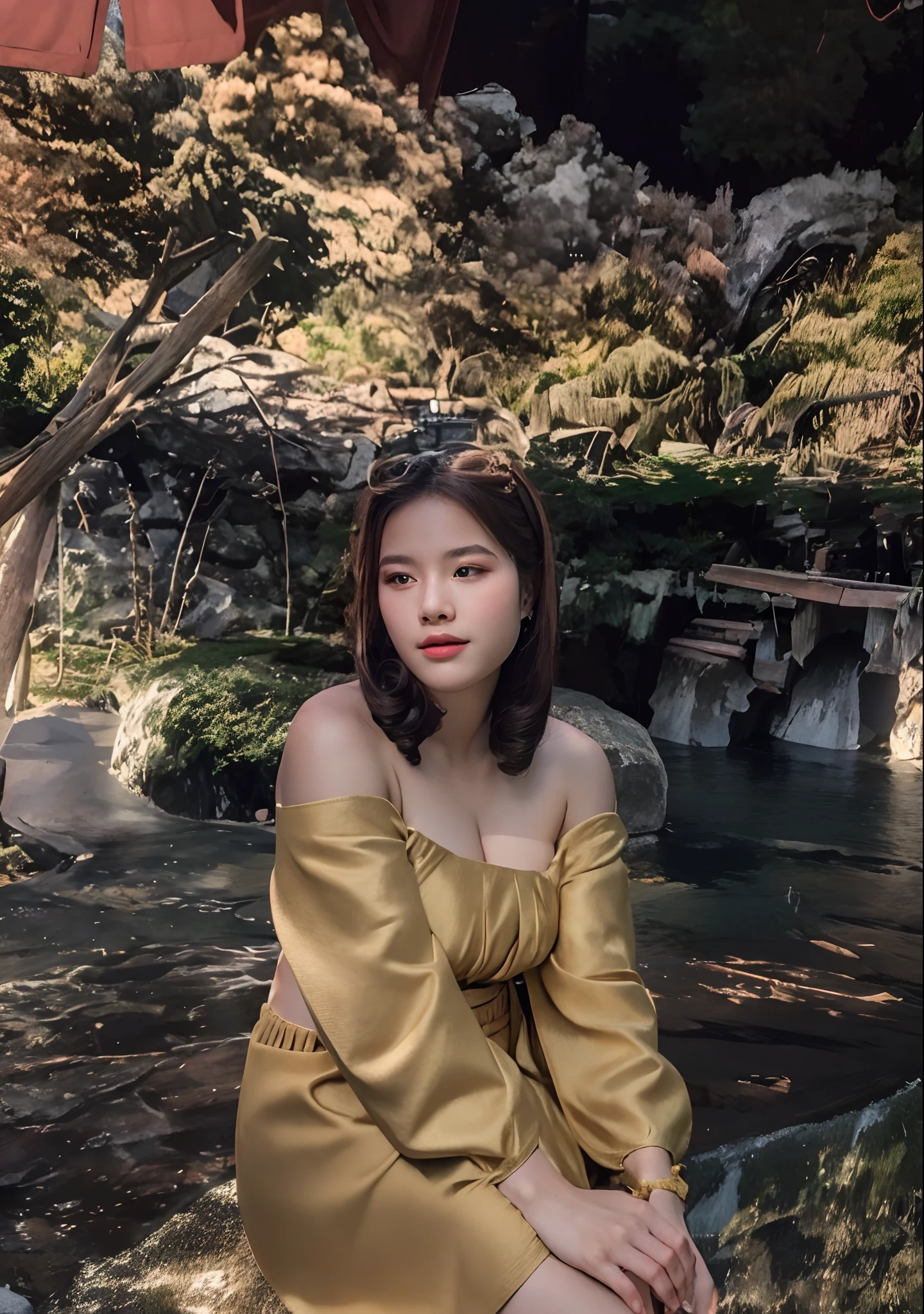 pov, (RAW photo:1.2), (photorealistic:1.4),(masterpiece:1.4),(best quality:1.4), radiosity, ray tracing, physically-based rendering, depth of field, ultra high res,8k UHD, film grain, Fujifilm XT3,
1 woman, 25 y.o., solo, athletic body, realistic skin, Curly Rolled Updo, (thai tradition dress:1.05),pink dress, dynamic pose,(tradition shoulder shawl),((brown skirt)),(golden jewelry), , from front,