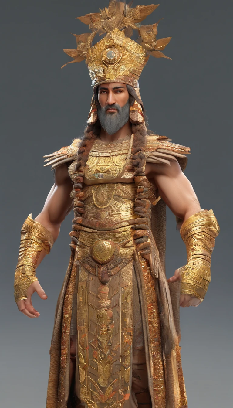 (((Anu))) best quality, ultra-high resolution, CG detalhado 4K, master part, god Sumerian,God of heaven,nuvem, Sumerian clothing, Sumerian mythology, ((standing pose)), Sumerian image , aesthetic, Centrado na tela, corpo inteiro