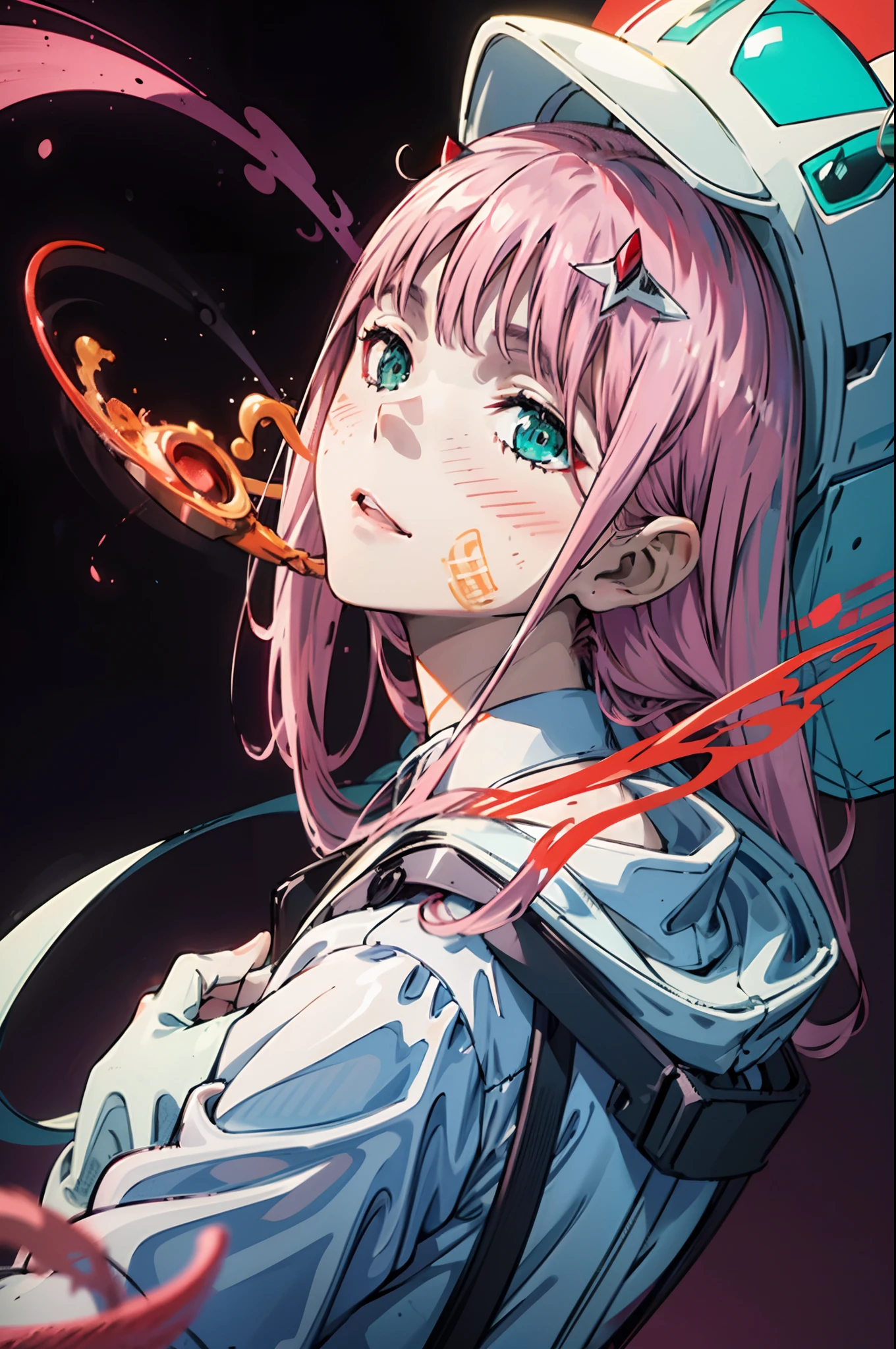 zero-two / Darling in the Franxx ] is wearing a mask, loish |, by Kamisaka Sekka, loish art style, a beautiful art illustration, digital art in pixiv, anime illustration, colorful illustration, supernatural art style, strange and dark art style, trend anime art, digital anime illustration, tumblr, by Yanagawa Nobusada