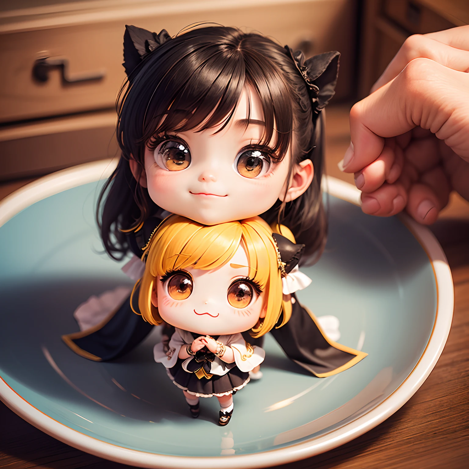 ​masterpiece、top-quality、ultra-detailliert、(Chibi Chara's Daughter:1.2)、Muscat field、Raise your mouth and smile、Muscat is in the hands、Standing