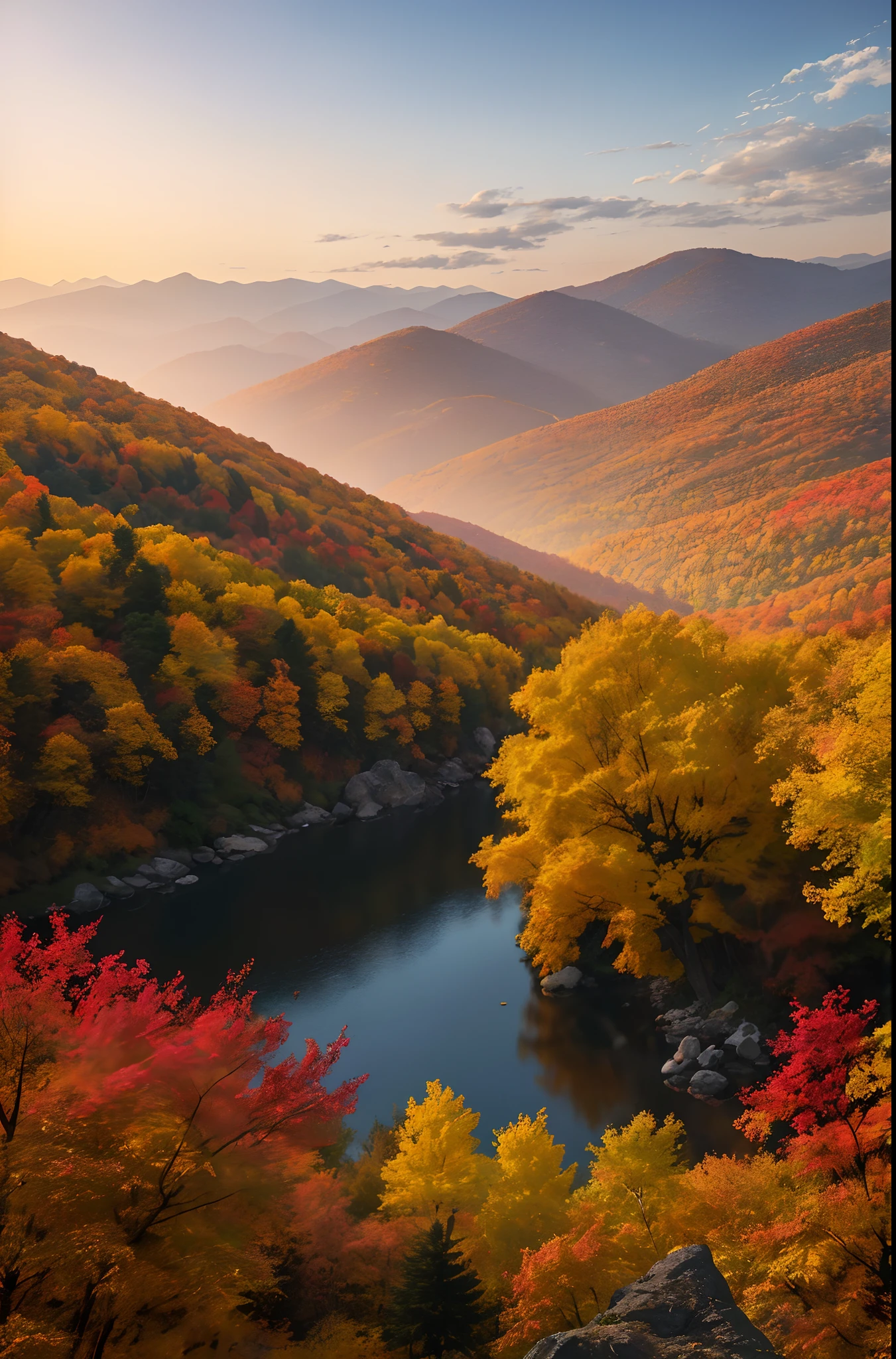 8K Fall,Colored leaves,Eventide,Scenic beauty,(超A high resolution),(Ultra-high sharpness),tmasterpiece,top-quality