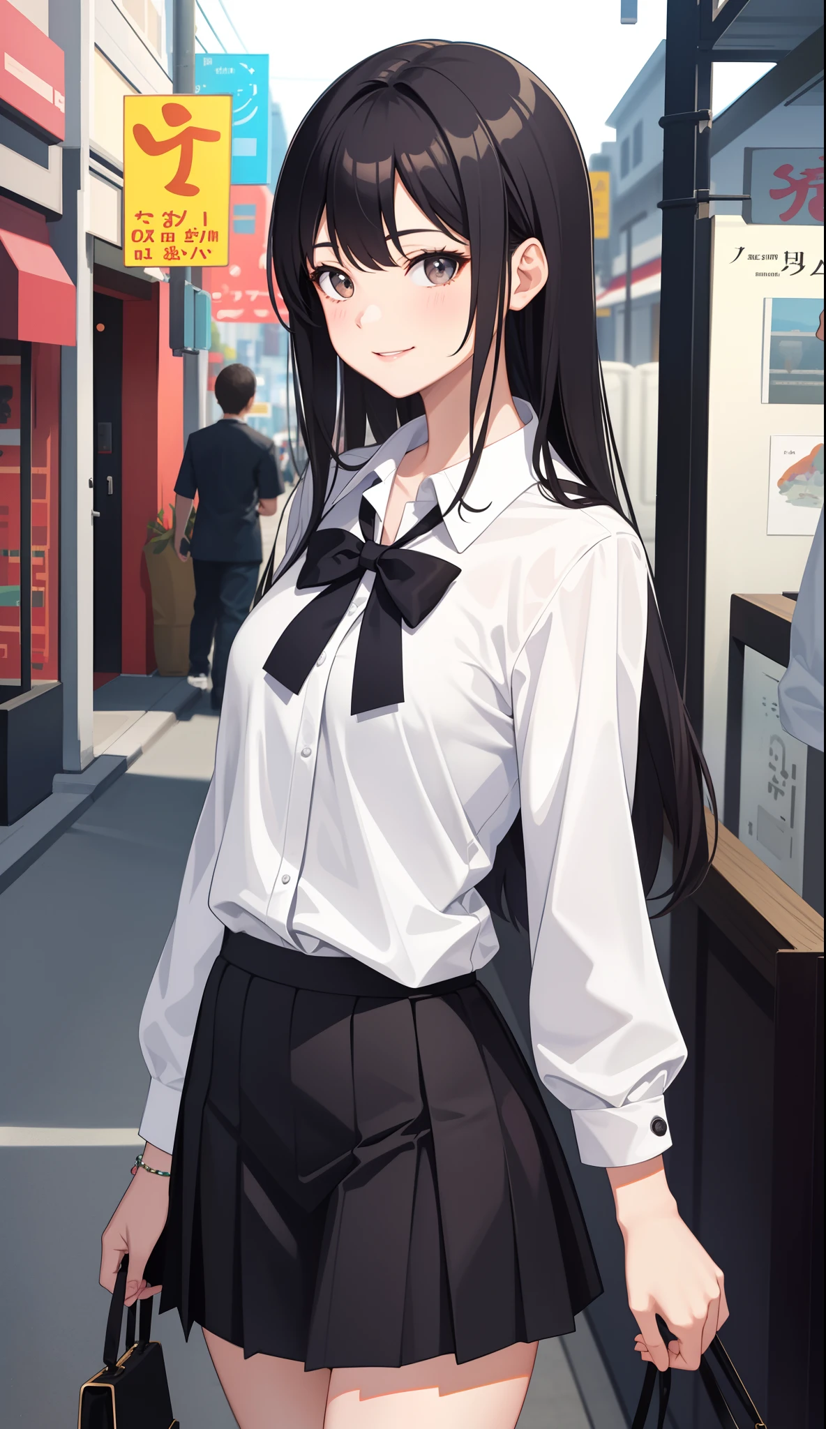 1girl in、A smile、The shirt、skirt by the、（small tits）Chilarism、Japan High School Student Uniform、serafuku、summer clothing、Squall Drenched Uniform、（Sheer Bra）、Upper body portrait、