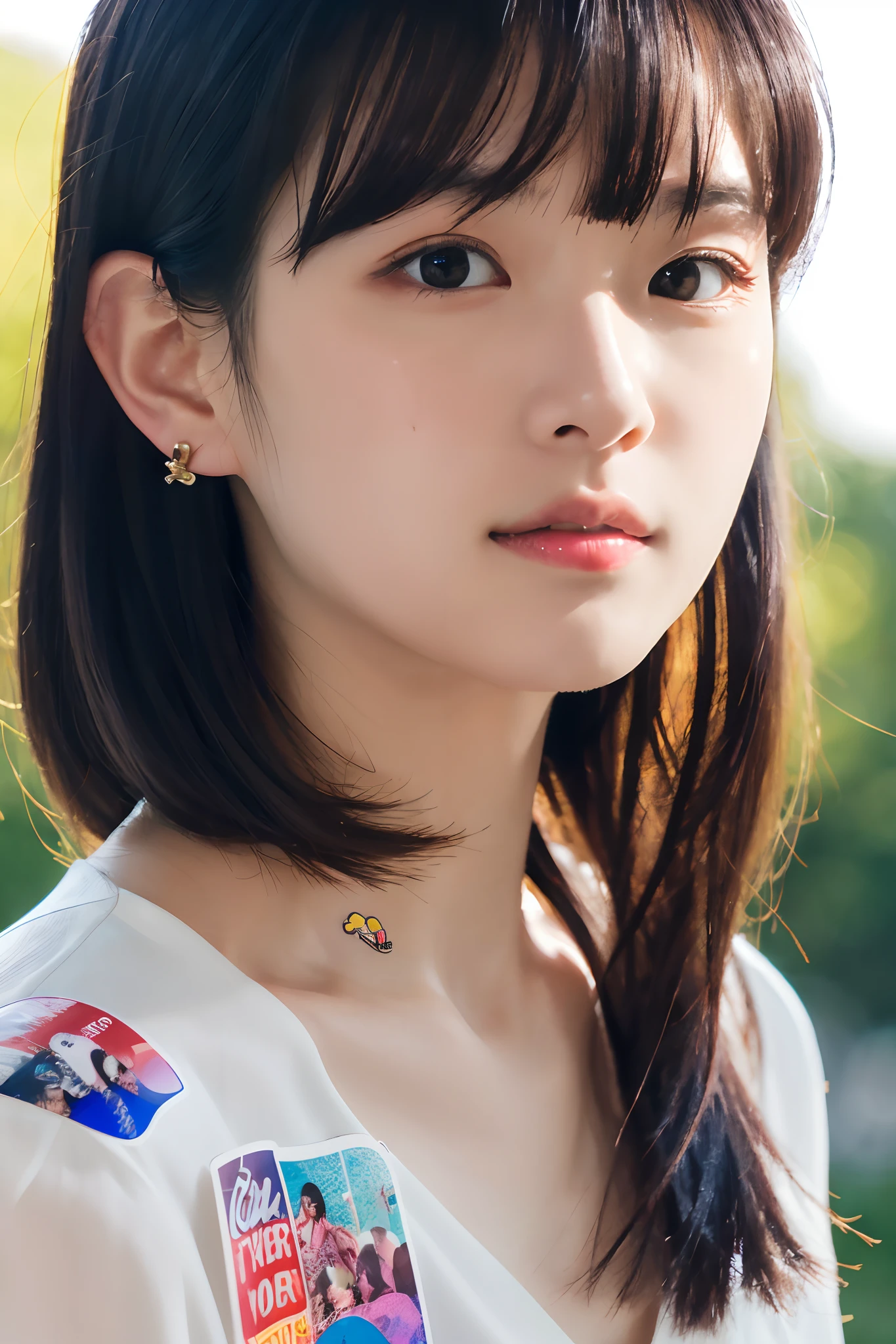 Of the faces of idols(a sticker:1.3)), (masutepiece:1.3), (8K, Photorealistic, Raw photo, Best Quality: 1.4), Japanese, (1girl in), Beautiful face, (Realistic face), (Black hair), Beautiful hairstyle, Realistic eyes, Beautiful detailed eyes, (Realistic skin), Beautiful skin, Attractive, 超A high resolution, A hyper-realistic, Highly detailed, Golden ratio,