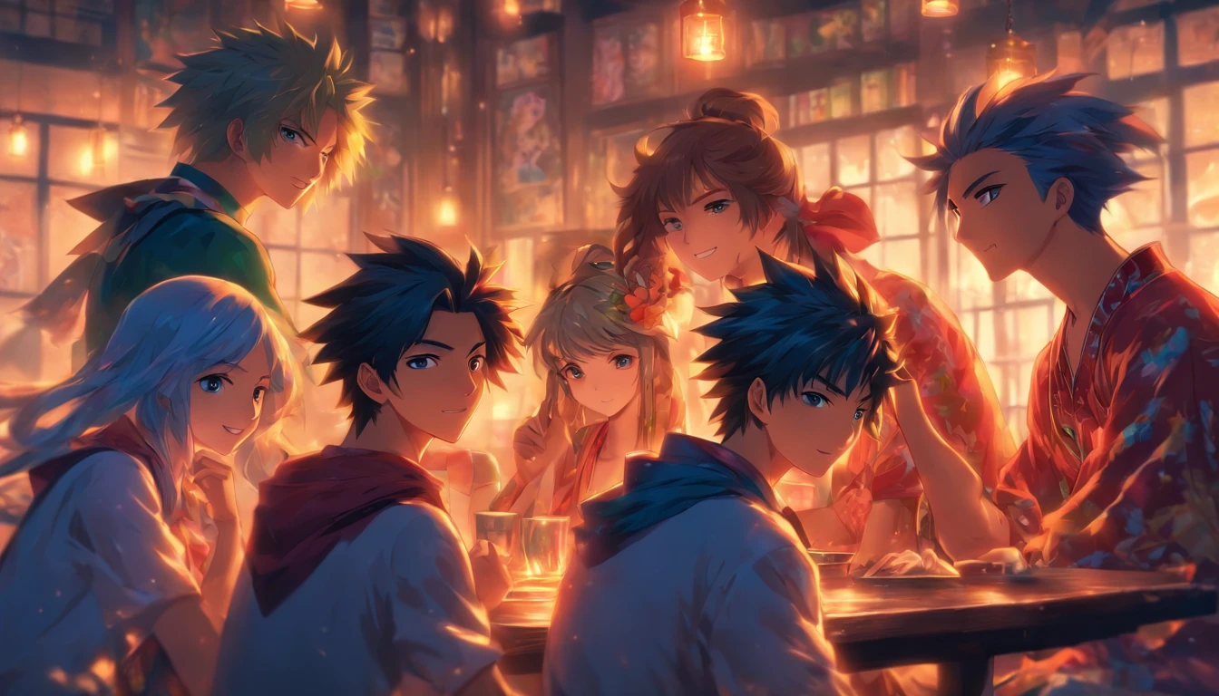 Group of young asian friends, two male、two female, Around the table、Have a pleasant chat.