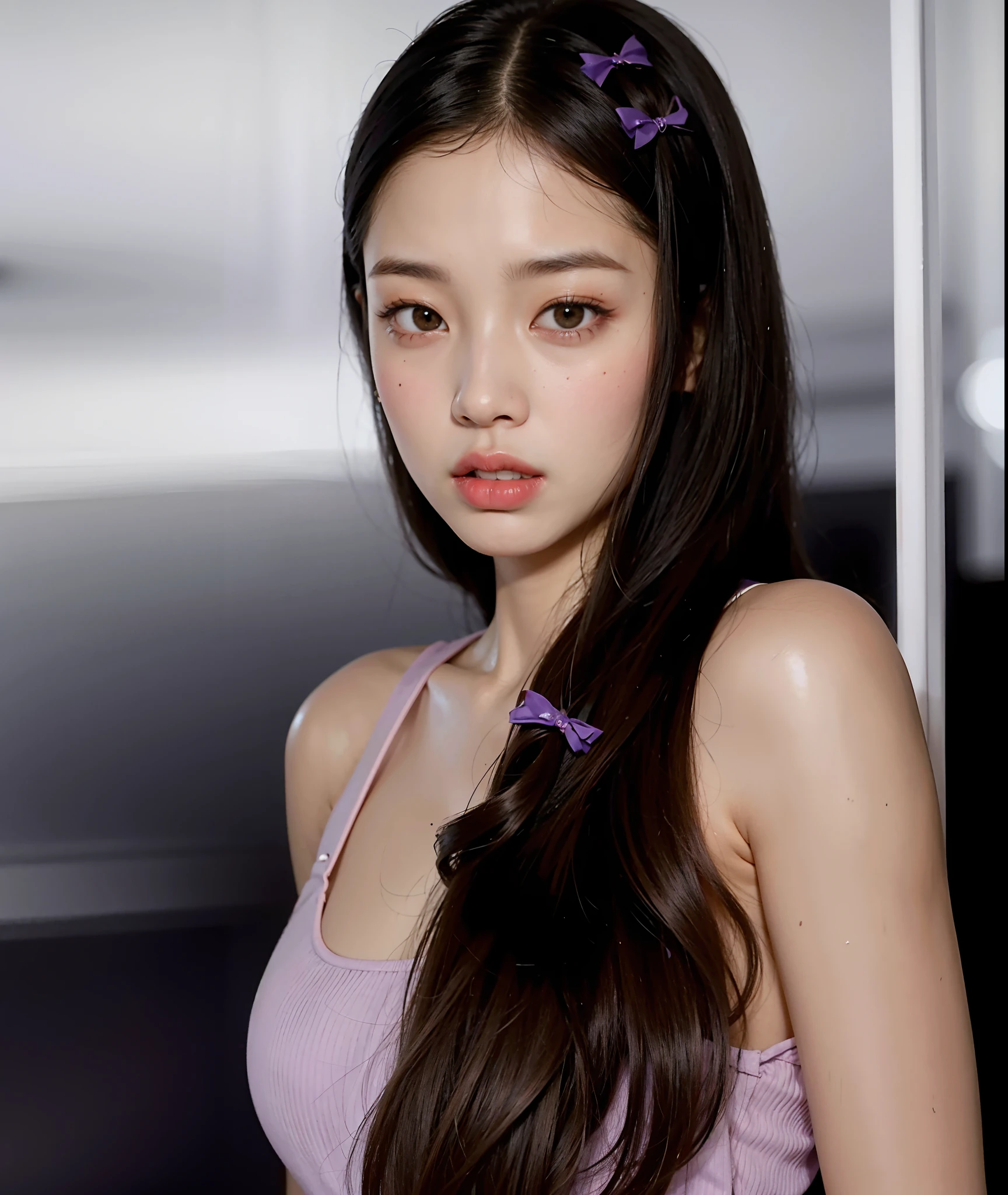 Araffe Asian woman with long hair and purple dress posing for a photo, Jennie Blackpink, Retrato de Jossi do Blackpink, Portrait of female Korean idol, jossi do blackpink, Ji-Min, Parque Roseanne do Blackpink, Parque Ji-min, Gongbi, Lee Ji-eun, Lee Ji - Eun, TaeJune Kim, Heonhwa Choe