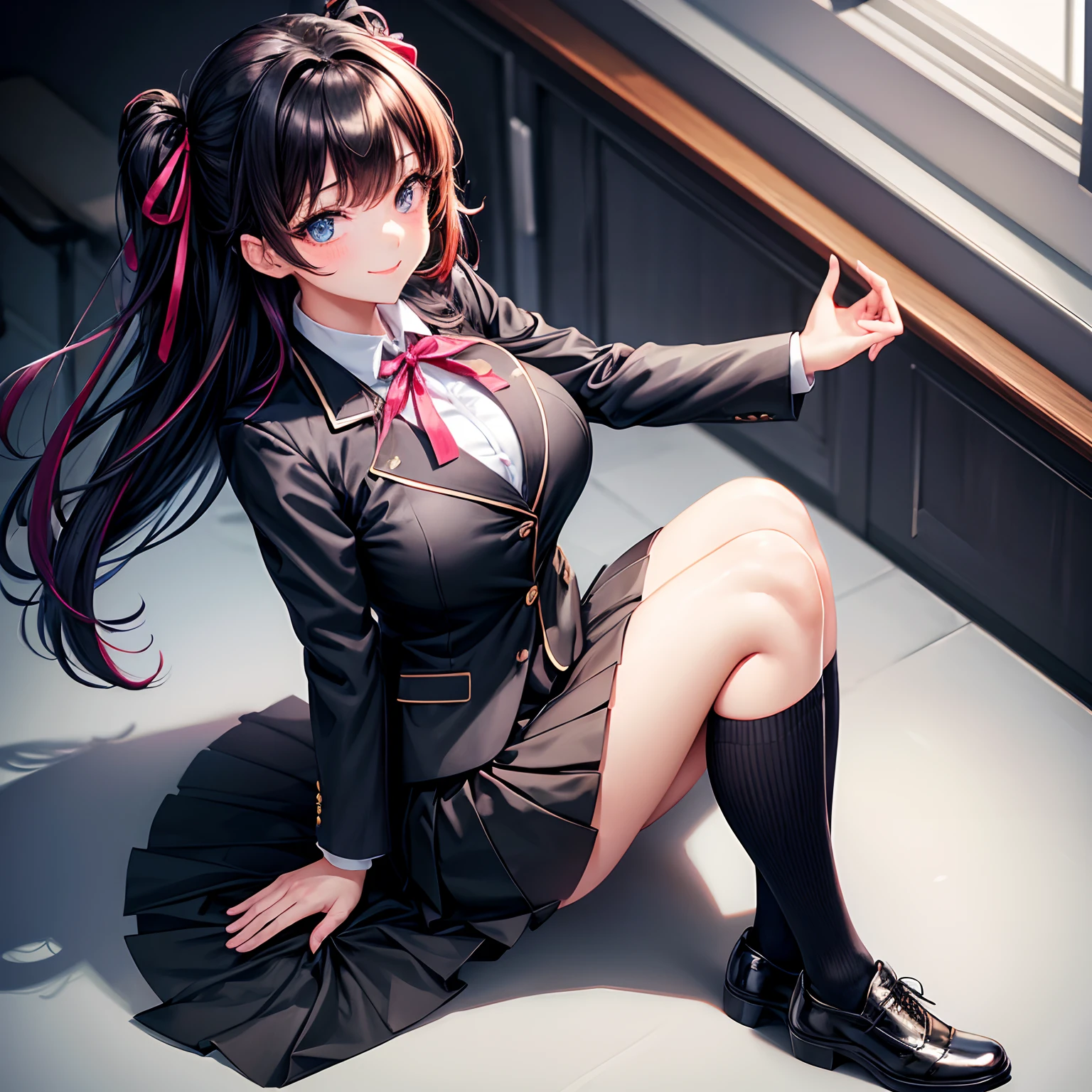 nsfw,((Biologically correct limb count)),(( From head to toe,Full-body photo including face)),4K,((Standing position)),masterpiece,((Focus on the face)),((Symmetrical facial features)),Eyes with detailed description,Beautiful woman,Great style,Beautiful arms,Beautiful legs,Beautiful Hands,(Small Ass,Thin thighs),Facial detailing,Small earrings,necklace,(Red latex sailor suit,mini skirt((Red high heels,Black patterned stockings))),((Taking a class in a school classroom)),,Realistic photo,Stand at an angle