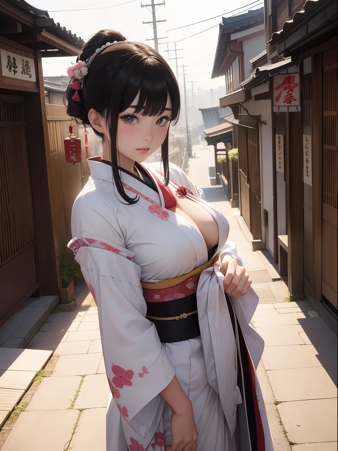 Beautuful Women、sixteen years old 、FULL BODYSHOT、perspiring、Taisho romance、Taisho era cityscape、NSFW、nudde