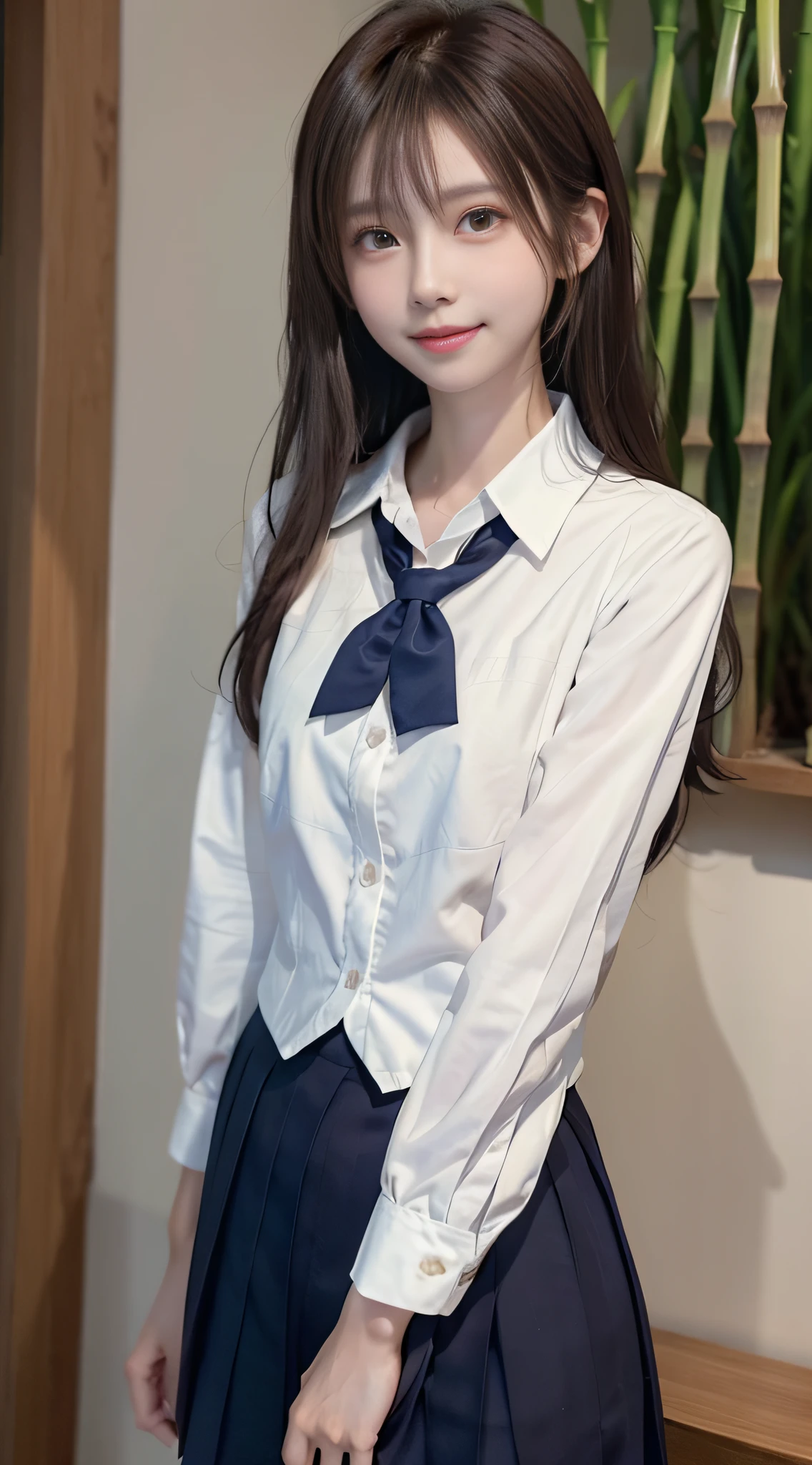 Low angle shot, Alafed asian woman in short skirt and bow tie sitting on train, cute schoolgirl, Japan schoolgirl uniform, wearing Japan school uniform, wearing Japan school uniform, surreal high school girl, surreal high school girl, surreal high school girl, girl in uniform, girl in uniform, girl in school uniform, school girl posing, full body, lovely skin, glowing skin, Nice thighs, shiny thighs, shiny legs, underwear visible through skirt