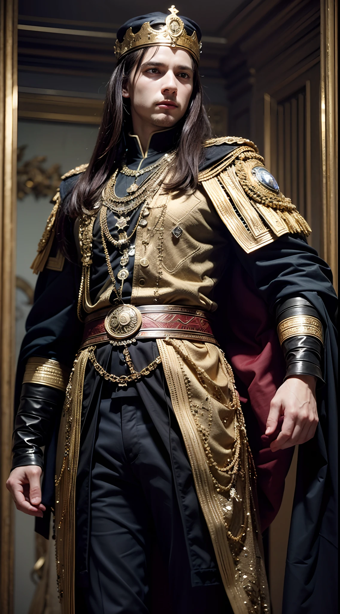 king young Alexander lll of greek on a conquest spree, epic, dark background, macedonia period, realistic, 8k