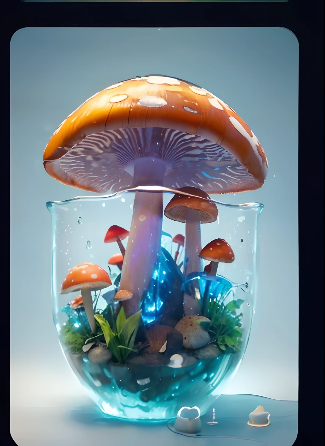 Decompress ambient lamps,Mushroom shape,Add water to achieve the effect of rain, and recycle rainwater at the bottom