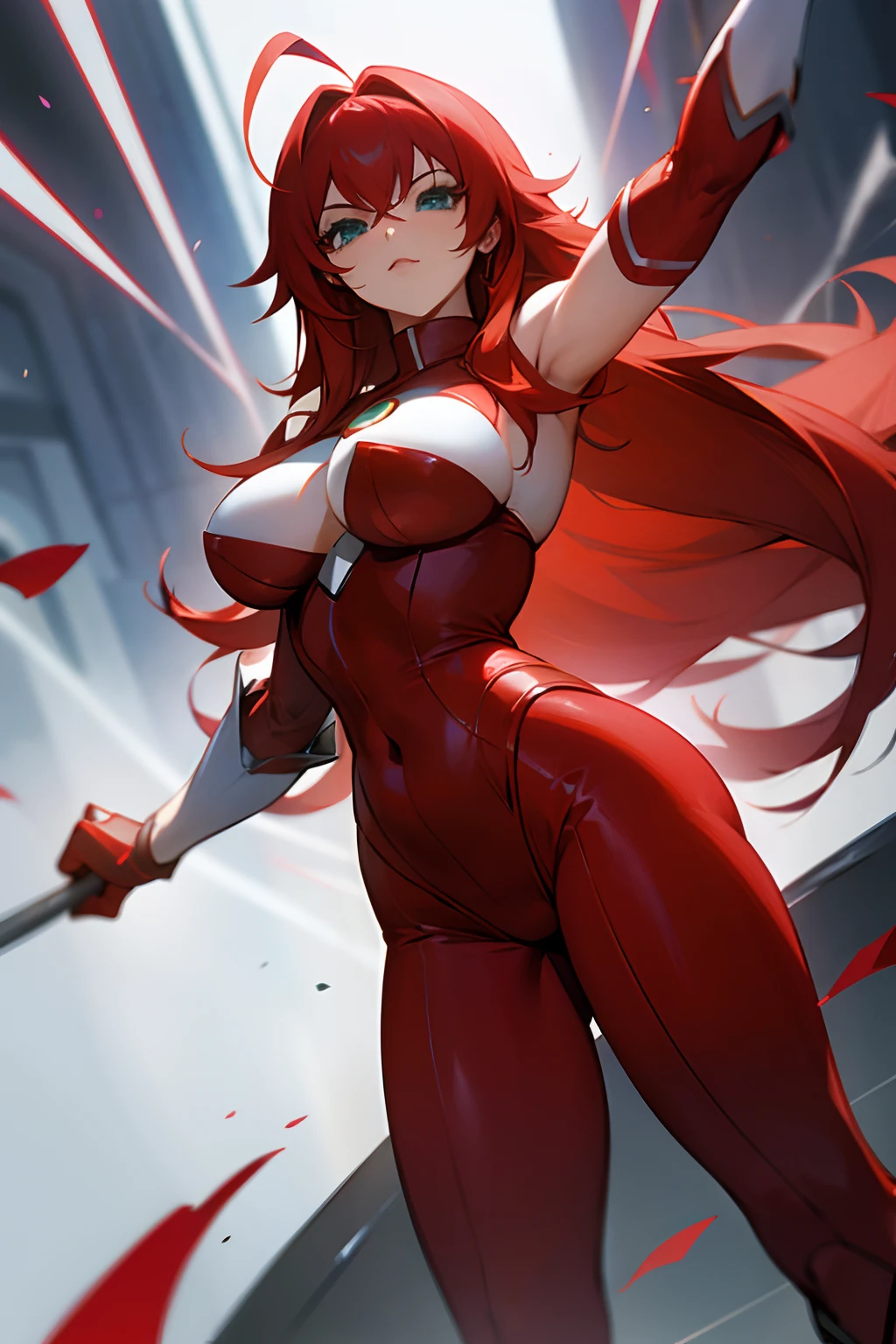 Rias Gremory wearing Power Girl Costume, Disfraz de Power Girl, superhombre, Superchica, rias gremory, Traje blanco, Capa roja, botas rojas, hermoso cuerpo