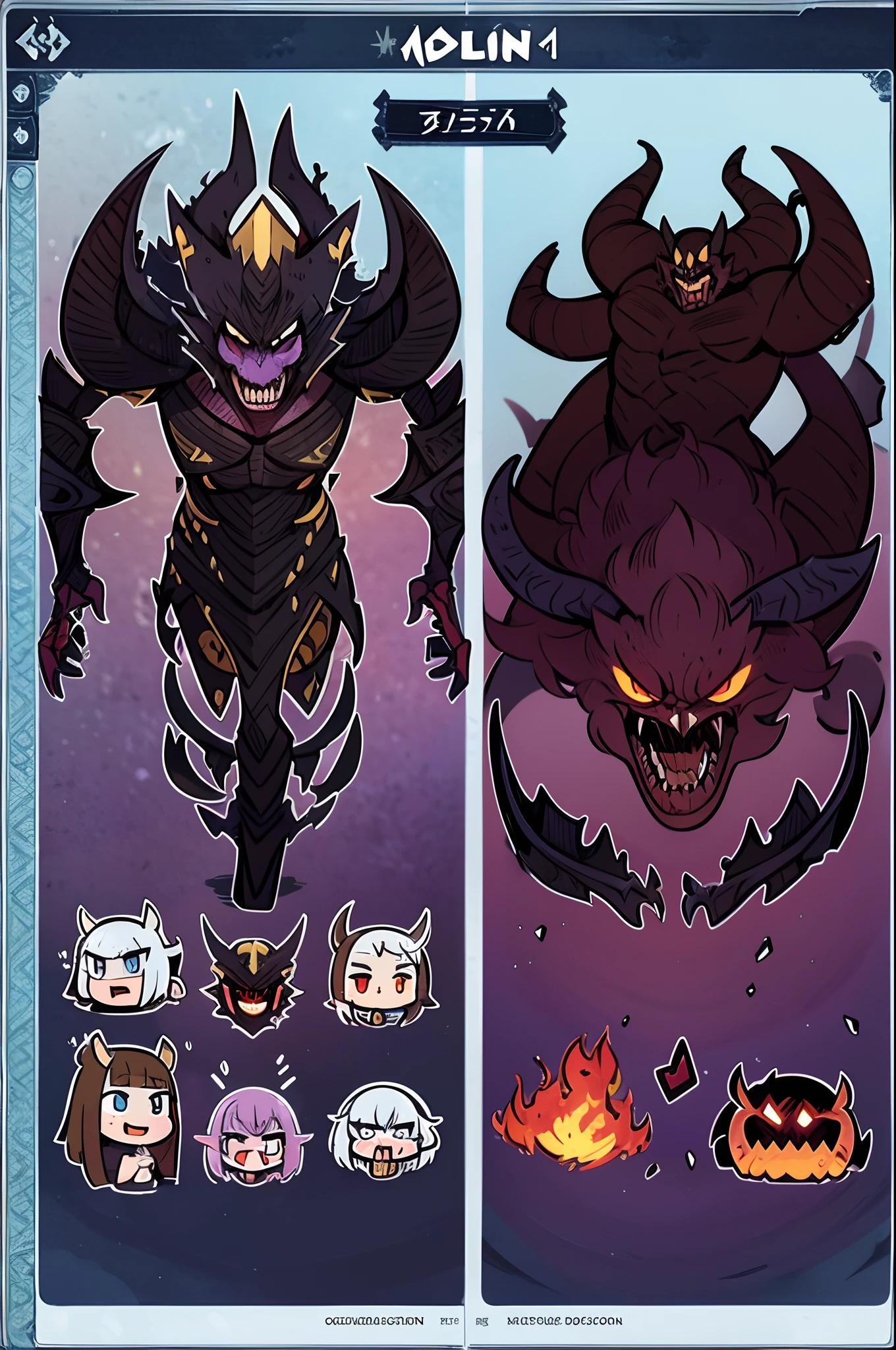 evil monster, devil, demon, Balor, Balrog lord of the rings, hell spawn, masterpiece, high detailed, high quality, cartoon vertor, monster sprite, character sprite, white background, side angle, sideview, character sheet, character design, create design, monster design, monster sheet, character illustration, character card, game asset, rpg assets, rpg sprites, white background, white background, clear background
