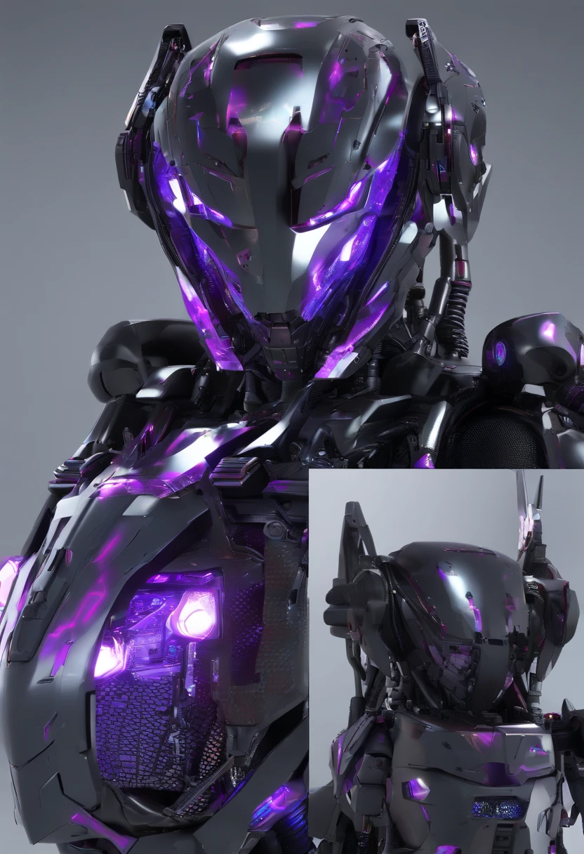 highest qualityr、obra maestra、超A high resolution、(fotorrealista:1.4)、foto RAW、Batalla Cyborg Angel、alas grandes hechas de metal、Cuerpo de porcelana roja、Transparent acrylic cover、cana、piel resplandeciente、1 Chica Cyborg、((Super realistic details))、Portlate、global ilumination、sombra、octane representation、8k、ultrasharp、Luz de borde del personaje,Tetas colosales、Raw skin is exposed at the décolleté、Detalles de adornos complejos、Japan details、hydraulic cylinder、small LED lamp、detalles muy intrincados、luz realista、un ojo morado、ojos radiantes、in front of camera、neon details、Disparo de vaquero、casco futurista、Acerca de Cyberpunk、