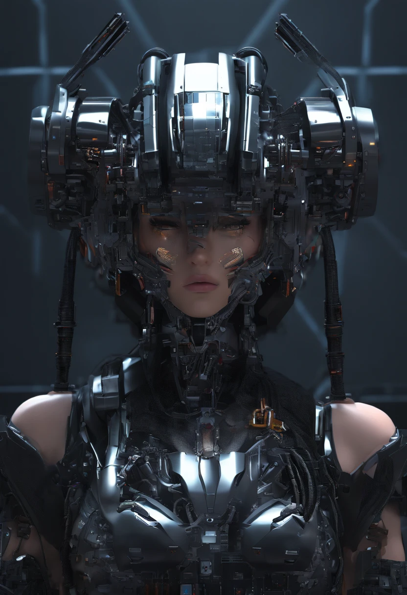 highest qualityr、obra maestra、超A high resolution、(fotorrealista:1.4)、foto RAW、Batalla Cyborg Angel、alas grandes hechas de metal、Cuerpo de porcelana roja、Transparent acrylic cover、cana、piel resplandeciente、1 Chica Cyborg、((Super realistic details))、Portlate、global ilumination、sombra、octane representation、8k、ultrasharp、Luz de borde del personaje,Tetas colosales、Raw skin is exposed at the décolleté、Detalles de adornos complejos、Japan details、hydraulic cylinder、small LED lamp、detalles muy intrincados、luz realista、un ojo morado、ojos radiantes、in front of camera、neon details、Disparo de vaquero、casco futurista、Acerca de Cyberpunk、