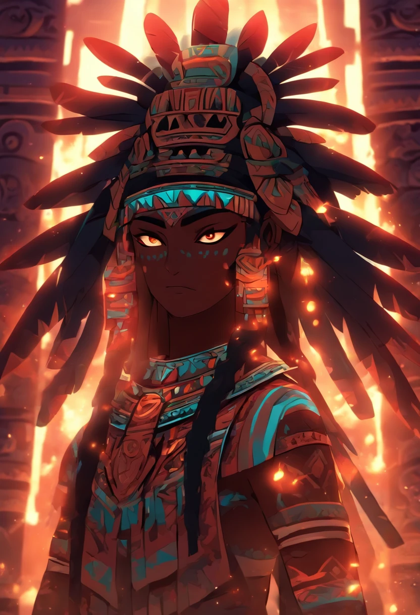 (((Aztec God))) best quality, very high resolution, 4K detailed CG, masterpiece, Aztec mythology, salamander goddess, Xolotl, Mexico, Aztec clothing, Aztec city, ((standing pose)), aesthetic , beautiful image, centered on the screen, standing pose