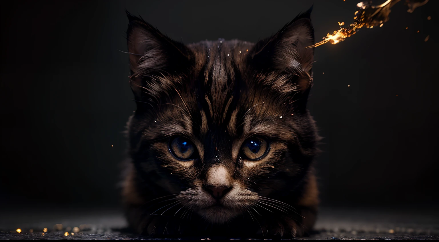 (a cute kitten), Hyperdetailed Eyes, Tee-Shirt Design, Line Art, Black Background, Ultra Detailed Artistic, Detailed Gorgeous Face, Natural Skin, Water Splash, Colour Splash Art, Fire and Ice, Splatter, Black Ink, Liquid Melting, Dreamy, Glowing, Glamour, Glimmer, Shadows, Oil On Canvas, Brush Strokes, Smooth, Ultra High Definition, 8k, Unreal Engine 5, Ultra Sharp Focus, Intricate Artwork Masterpiece, Ominous, Golden Ratio, Highly Detailed, Vibrant, Production Cinematic Character Render, Ultra High Quality Model