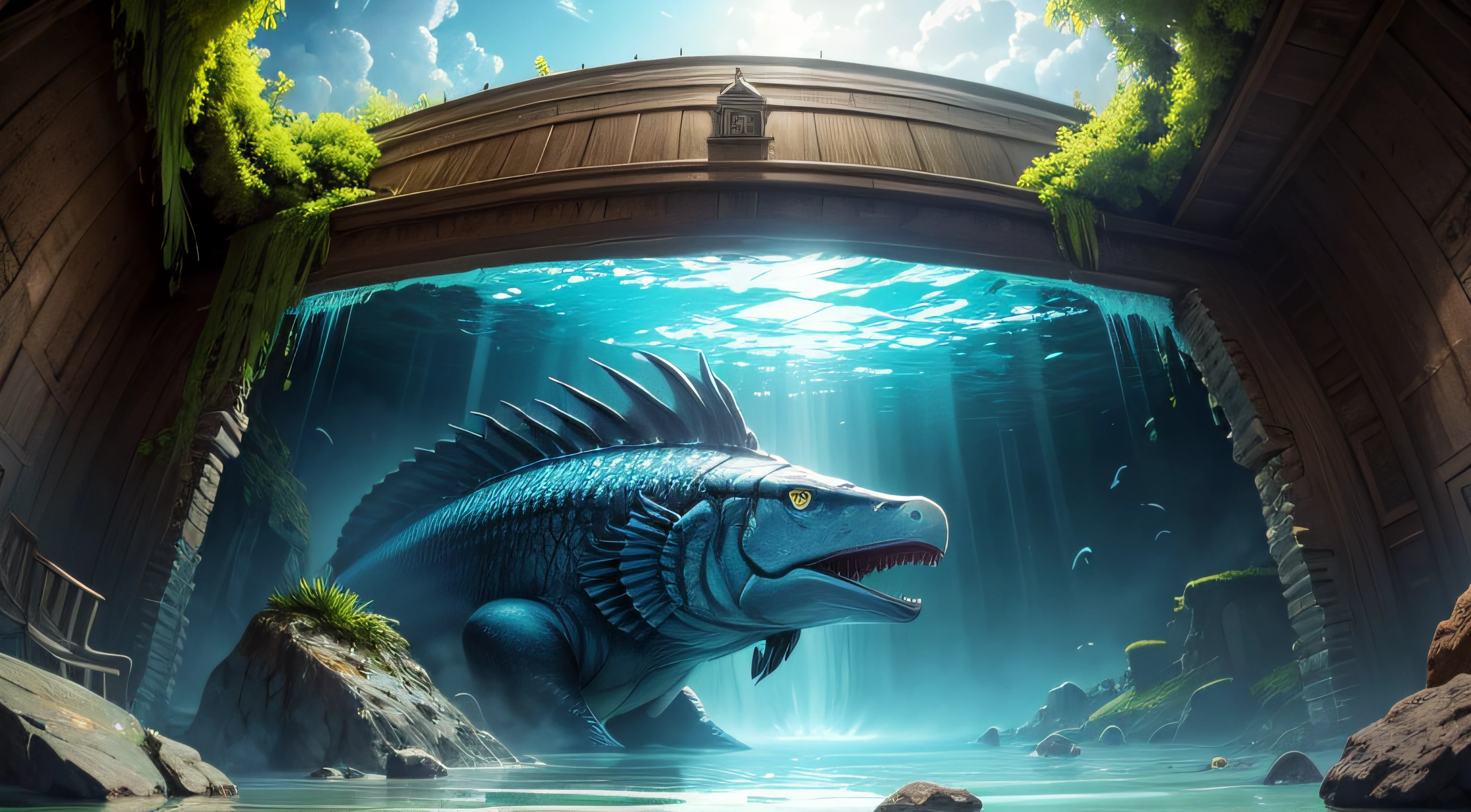 Extinct civilizations　Animals　Submerged house　falls　wall-paper