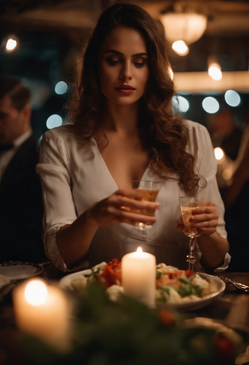 , com poucas roupas, Erotic dinner