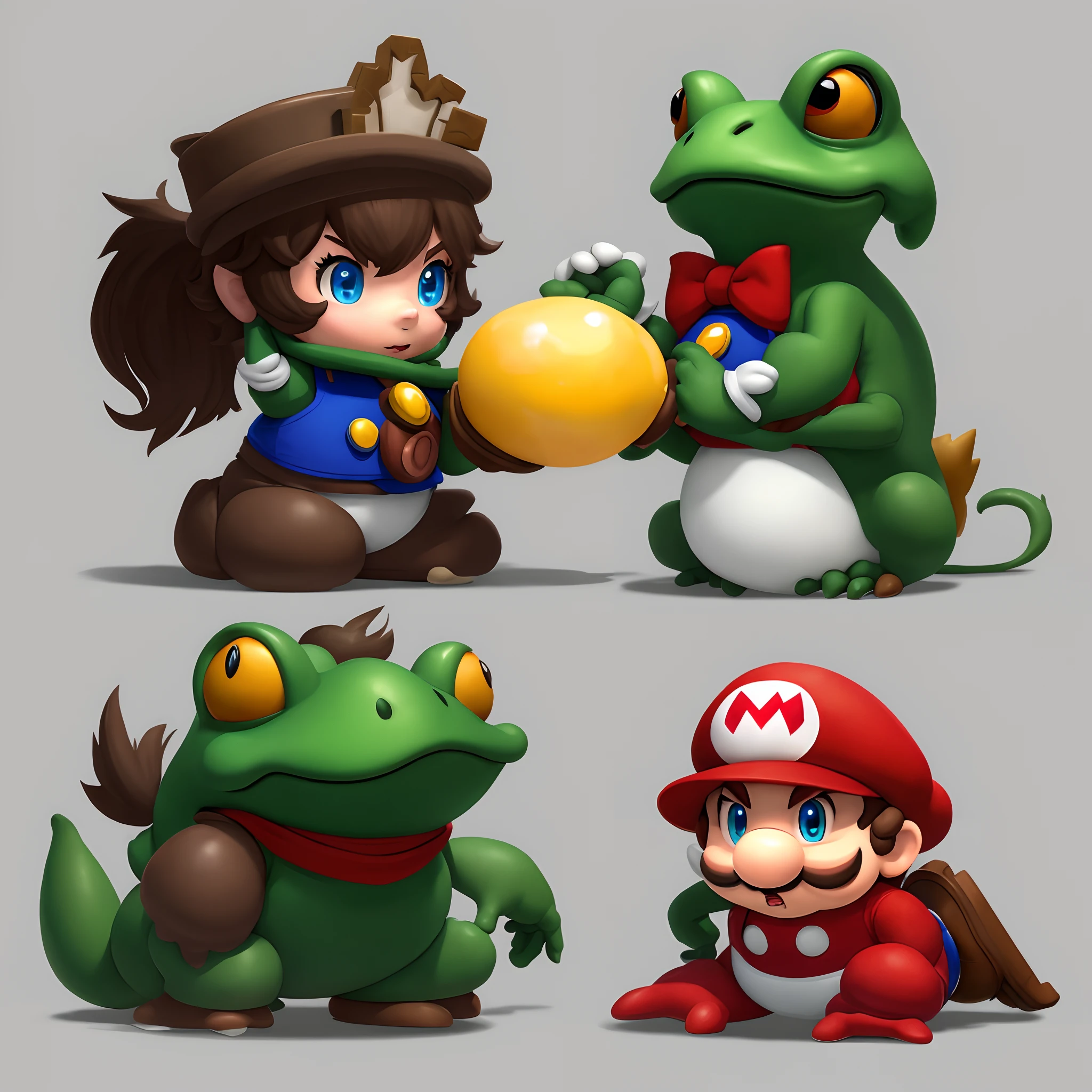Salem from RWBY fighting Toad from Super Mario Bros series