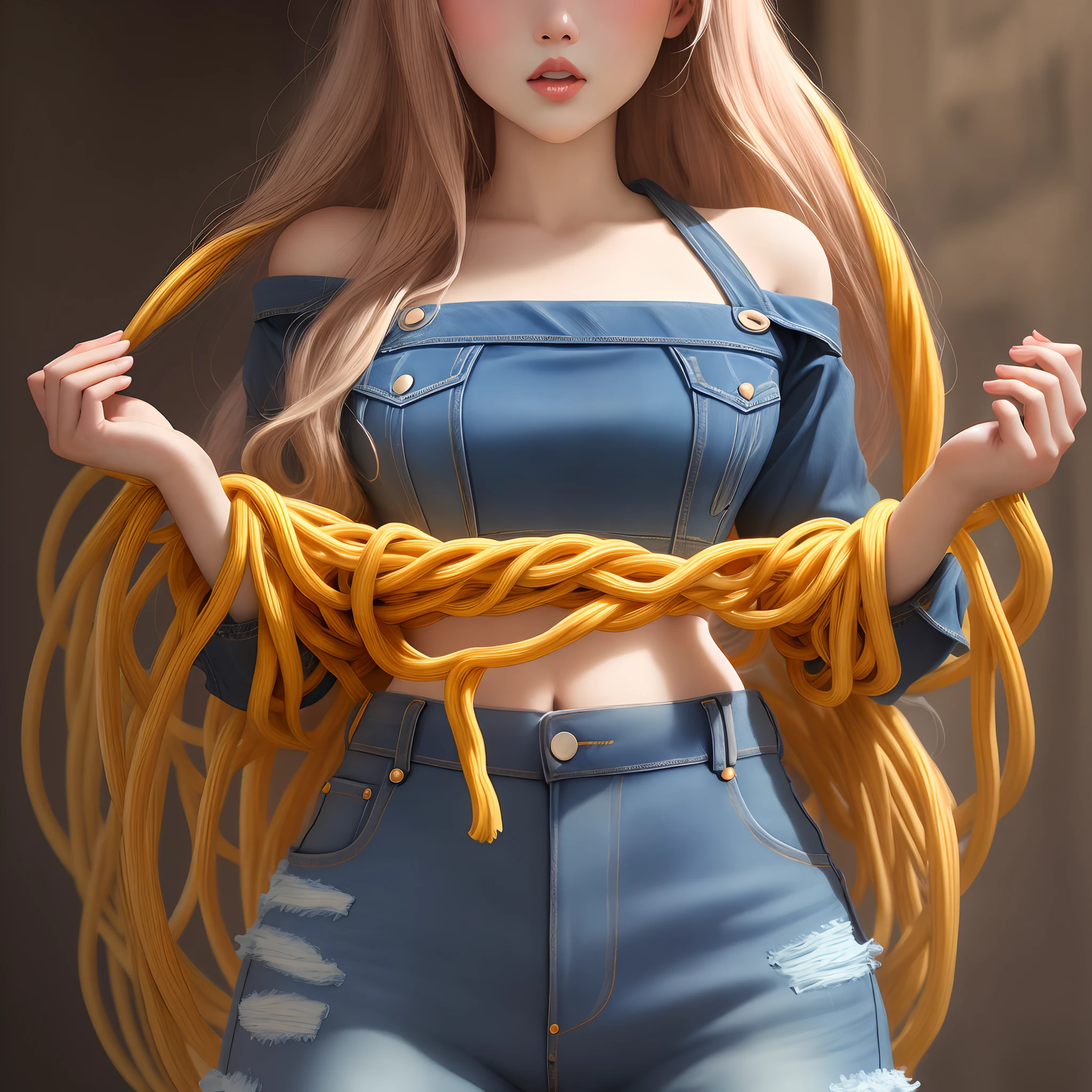 Denim spaghetti