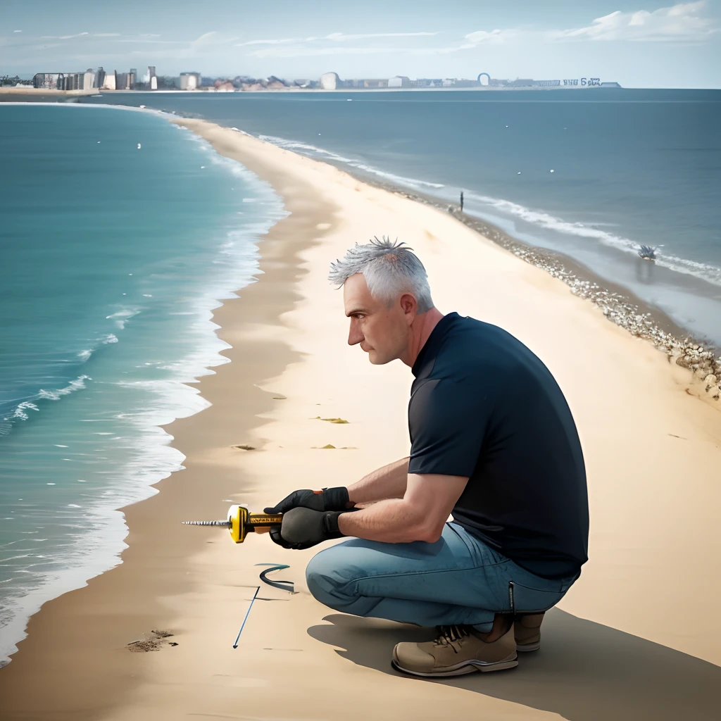 Handyman with a screwdriver in Bordeaux with the beach in the background