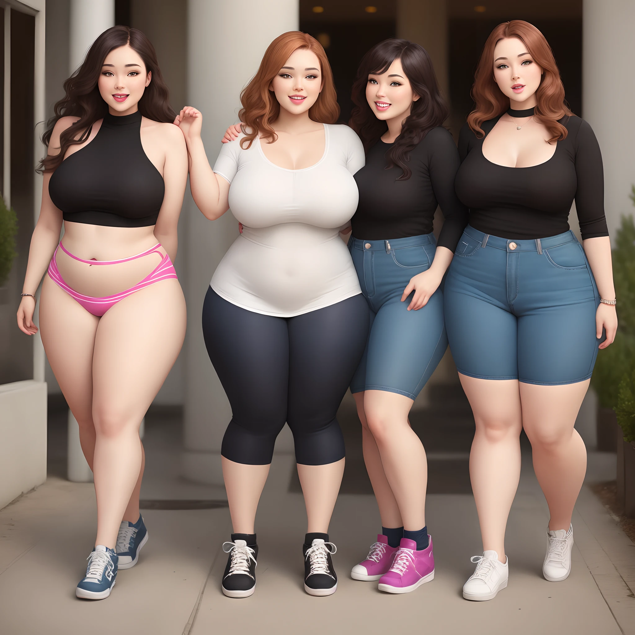 Plus size women doing shoelace