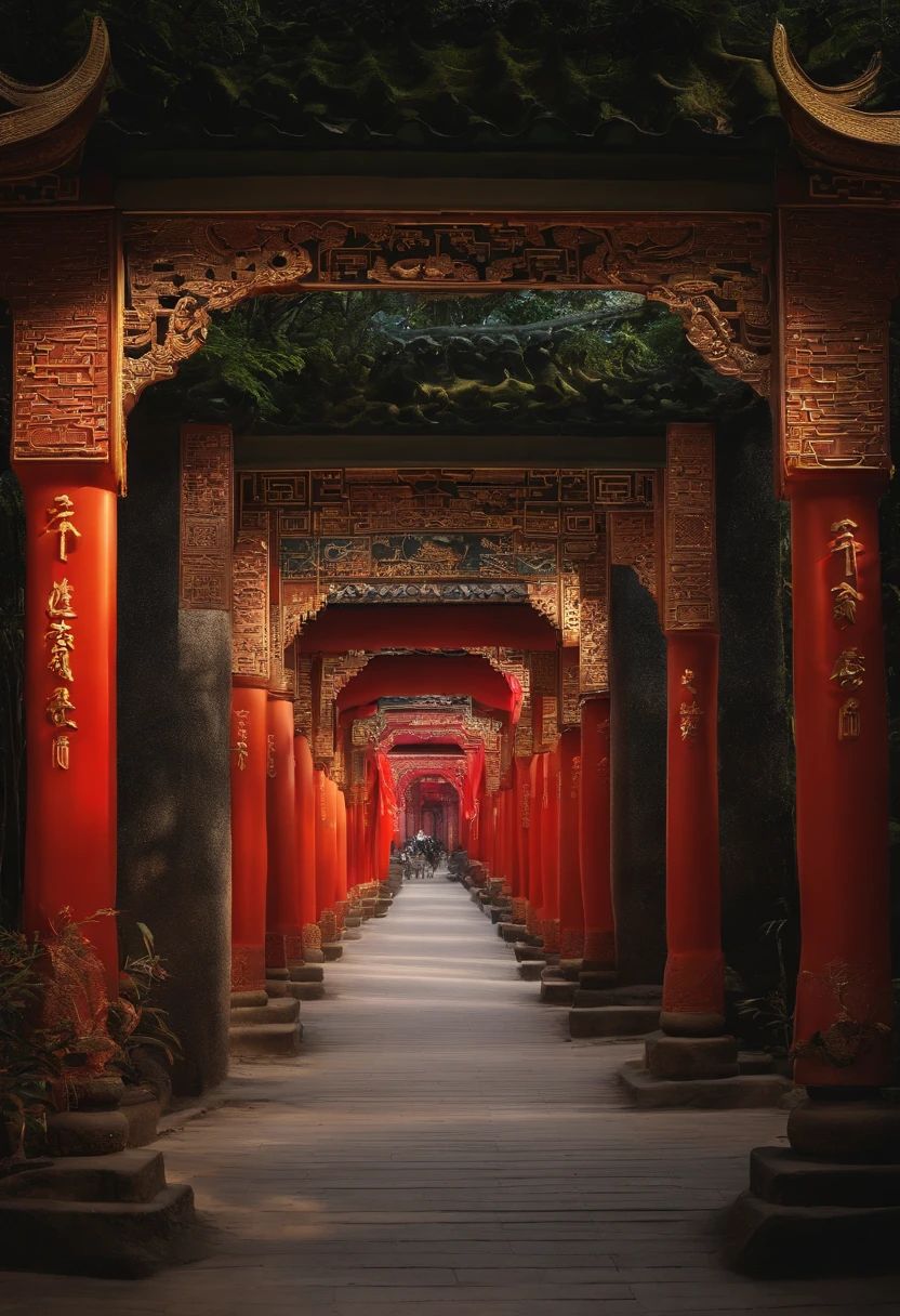 Color photo of Chinese national trends, With intricate patterns and stark contrasts. The surroundings of the theme are reminiscent of Mount Tarzan. Shoot with a camera model that emphasizes the original photographic style. The lens focal length used is suitable for capturing the essence of the input. The composition of the photo enhances the impression of the product box, It contains an artificial cartilage metamaterial insole. The photo has an aspect ratio of 16:9, Audio at 5.1 Surround sound.
