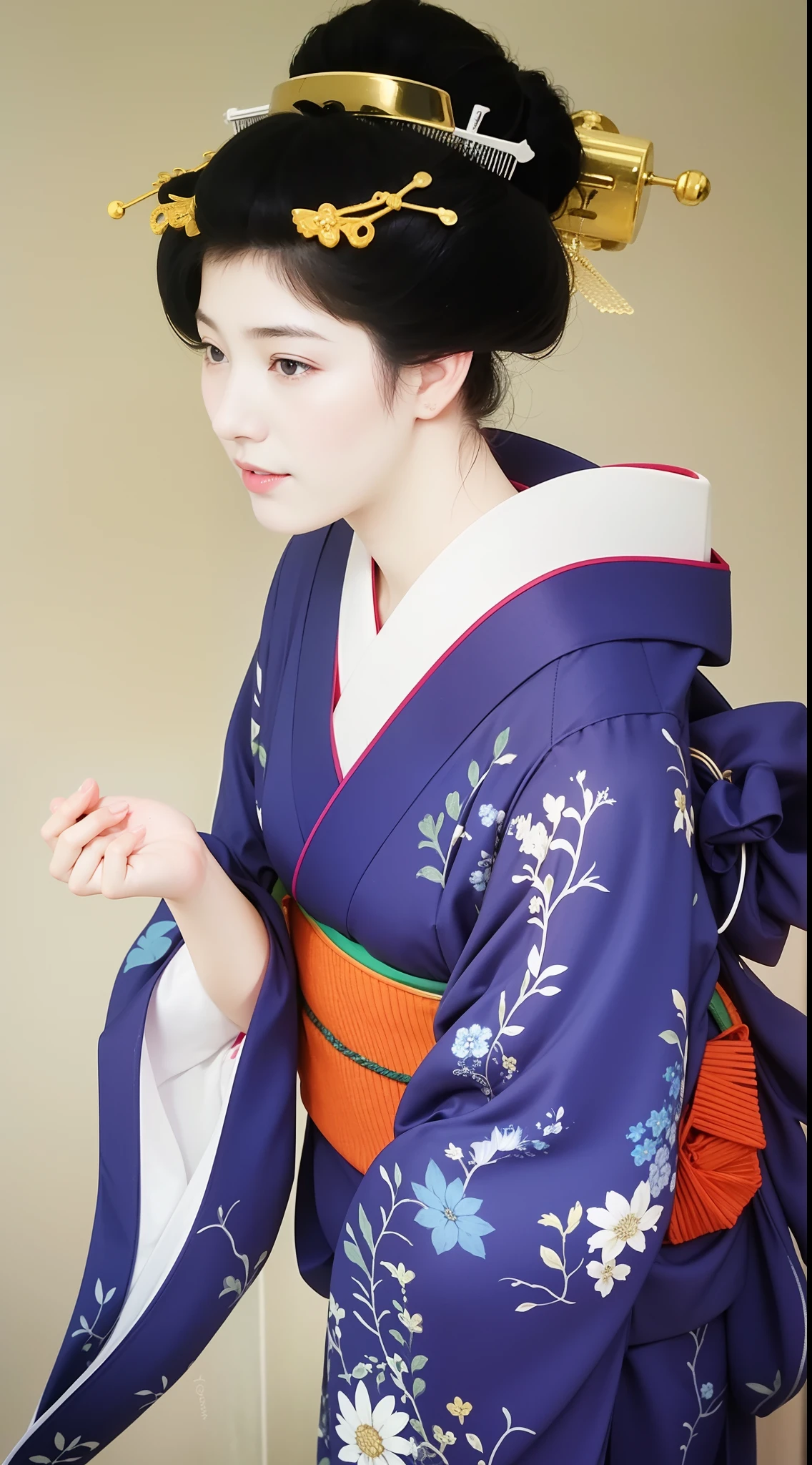 (((film grain、RAW photo)))、one woman、１８talent、unparalleled beauty、beautiful teeth、natural look、small nose、plump lips、Beautiful silky straight hair、Reman、Beautiful kimono figure、heavy kimono、yamato nadeshiko、blurred background:1.5、medium depth of field, Photographed with Canon 5D, 50mm lens, f/4 apertures, (very detailed, intricate details), sharp focus, calm colors, 8k、confused, 8mmfilm grain