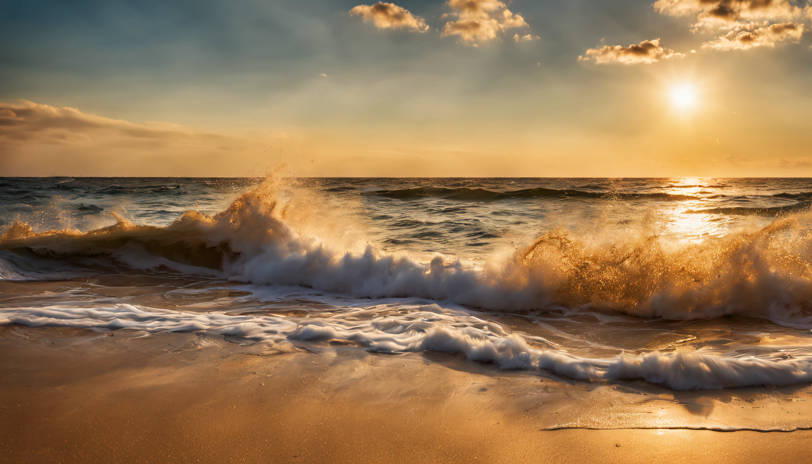 arafed view of a beach with waves crashing on the shore, on the beach during sunset, golden hour closeup photo, beach sunset background, sand and sea, which shows a beach at sunset, sunset at the beach, golden hour photo, on the beach at sunset, at the beach on a sunset, sunset on the beach, seashore, golden hour time