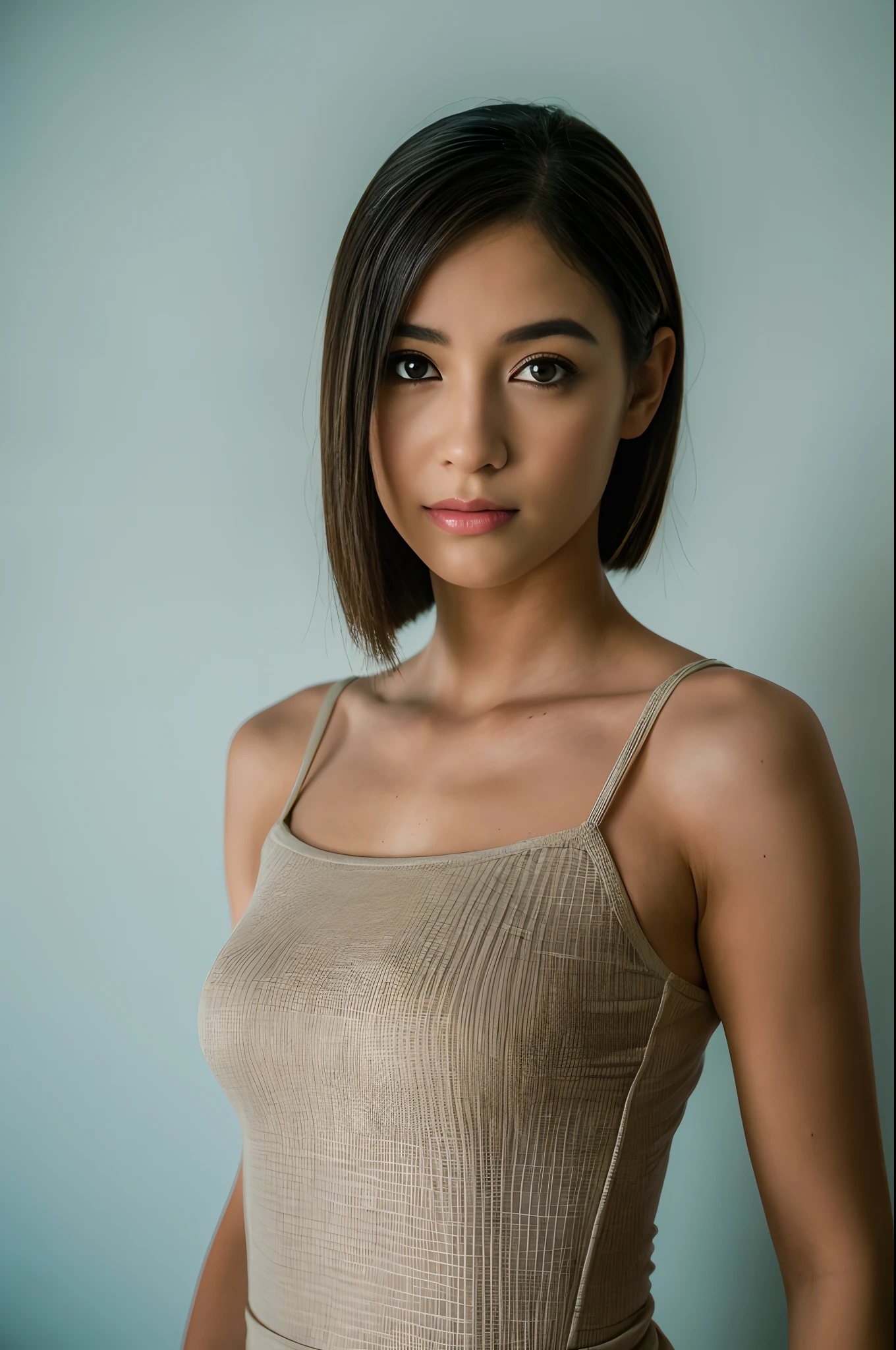 foto de uma Mulher indiana de 25 anos, RAW, mulher bonita, (cabelo castanho ondulado extra longo), ((retrato)), ((rosto detalhado: 1.2)), ((detailedfacialfeatures)), (pele finamente detalhada), pale skinned, terno bodycon hasmat bodycon de decote profundo altamente detalhado, ambiente megacity, (cores frias), humid, humid, reflexos, (obra-prima) (perfect aspect ratio)(foto realista)(melhor qualidade) (detalhado) fotografado em uma Canon EOS R5, Lente de 50mm, F/2.8, HDR, (8k) (papel de parede) (cinematic lighthing) (lighting dramatic) (foco nítido) (intrincado) moda