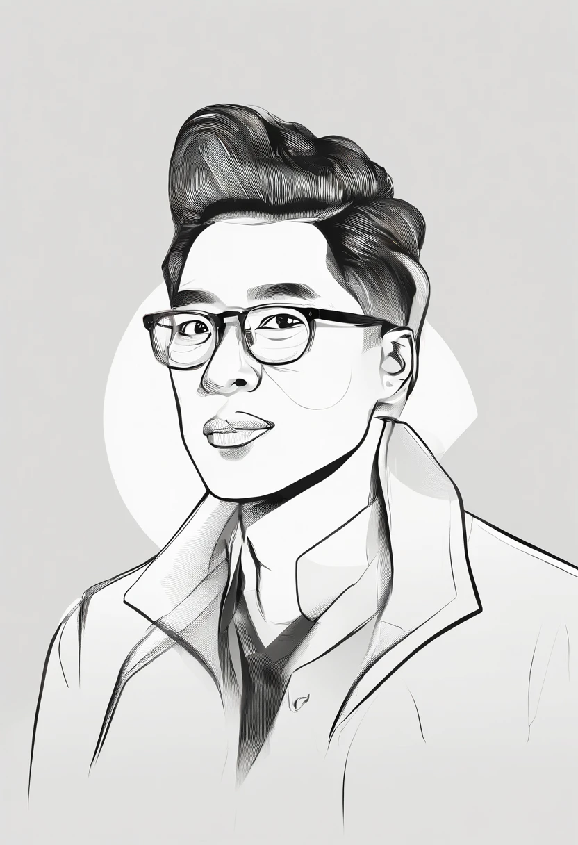Image of Ala Fed of a man in glasses and a black shirt, yangjun chen, headshot profile photo, professional profile photo, xintong chen, yihao ren, peter xiao, steve zheng, Liang Xing, chengyou liu, Wang Chiqiao, reuben wu, Li Zixin, xiaofan zhang, Chen Shizhou, Wenjun Lin monochrome anime style