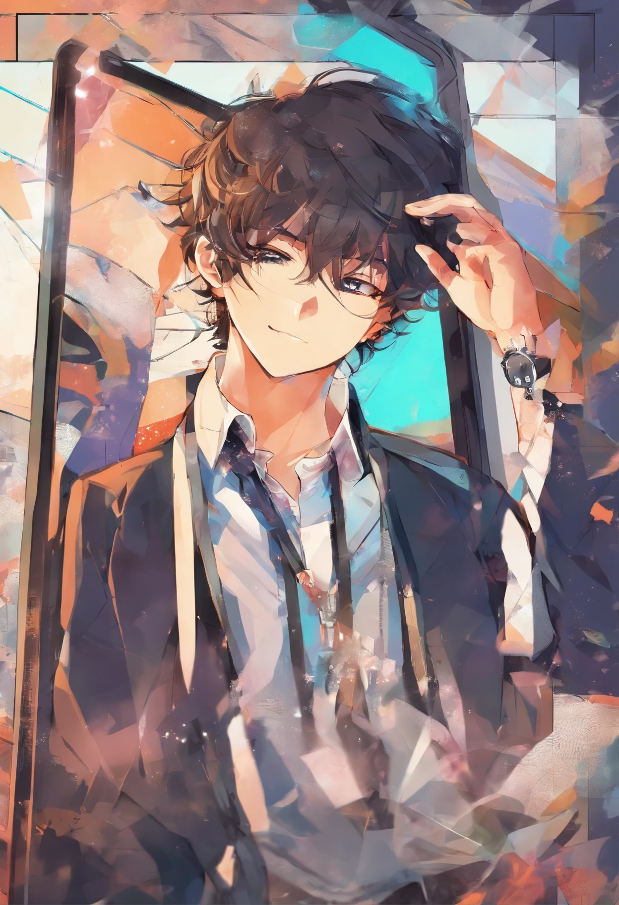 ar old capturing pricture using mobile in front of mirror ,anime,swag,attitude,stylish cloths,classy background,8K