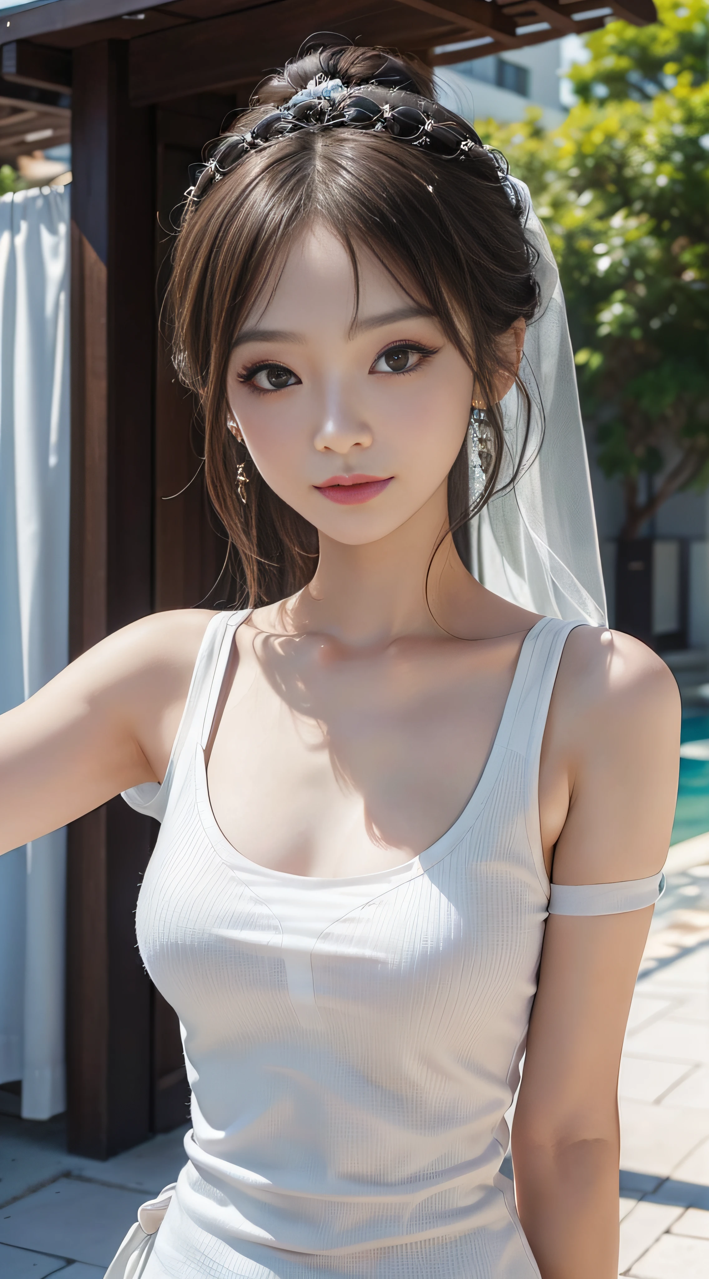 Bath、Bathing foam、nedium breasts,20yo woman, (tmasterpiece: 1.4), (8K, realisticlying, RAW photogr, best qualtiy: 1.4), The nipple areola is clearly shaped,