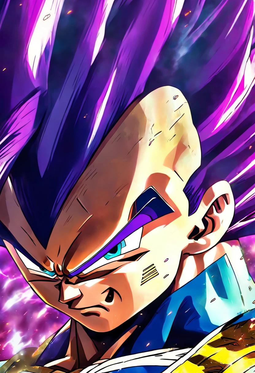 Vegeta ultra ego, pero morado, rostro, hd