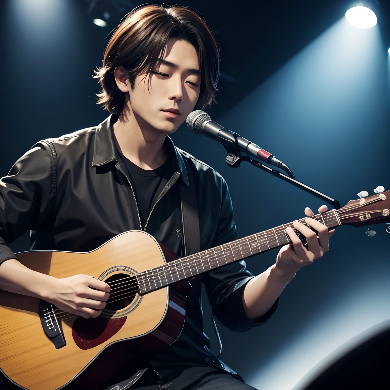 Men's、acoustic guitar、Singing、mystical