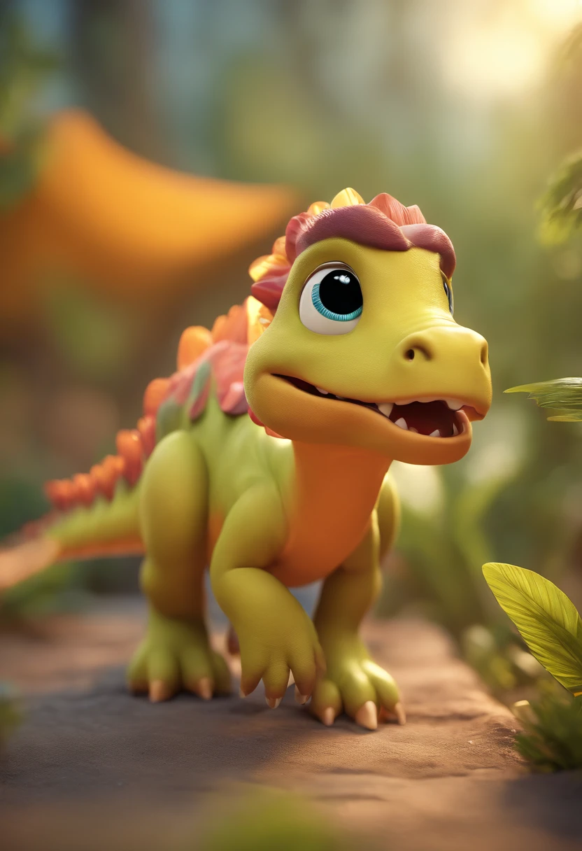 Cute dinosaurs,colorful animations,illustration,Playful,detailed creature,Friendly expressions,Vibrant colors,Interactive artwork,dynamicposes,artistic rendition,Fun and engaging,A high resolution,Ultra-detailed,Physically-based rendering,Lively personality,Expressive eye and facial features,Dynamic movements,Interesting environment,Animation features,Imaginative landscape,Evoke childlike joy,Colorful Palette,soft and rounded forms,Dynamic lighting and shadows,Vivid tones,Bokeh effect,Joyful and whimsical,Delightful scene,Masterpiece:1.2