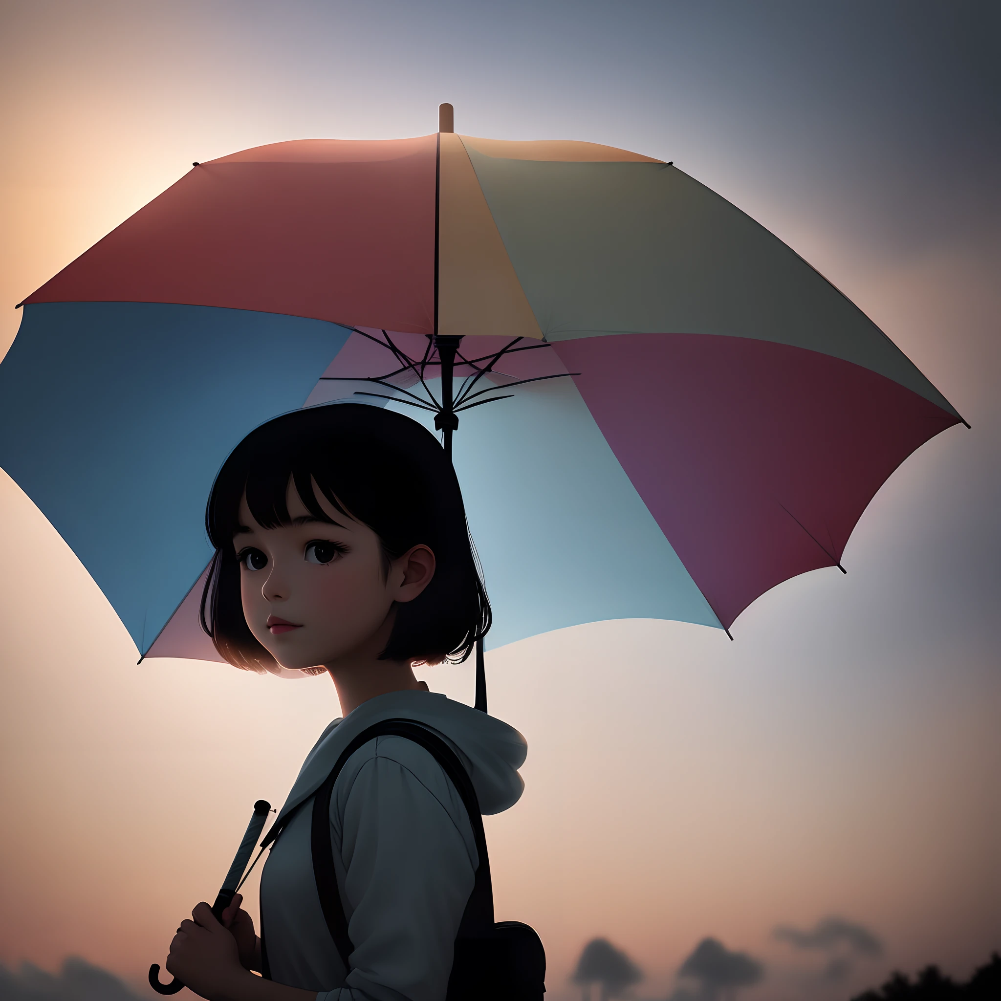 Girl Holding an Umbrella silhuette
