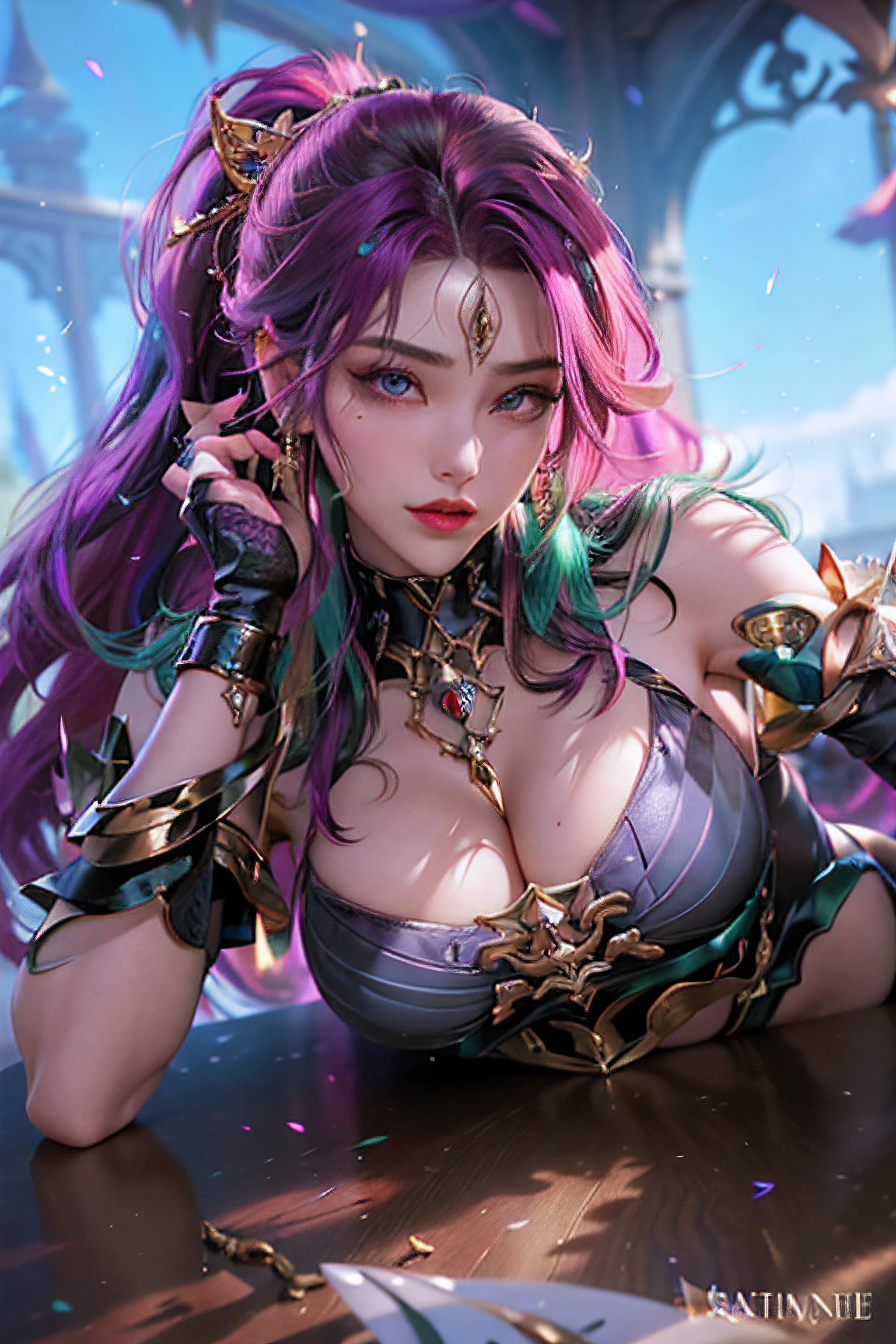 high detailed, 8k, highres, 1girl, jewelry, earrings, makeup, eyelashes, earrings, collarbone, collar, looking at viewer, (large breasts, thick thighs, thigh gap, wide hips, toned body),, ulzzang-6500, ultra realistic 8k cg, unparalleled masterpiece, absurdres, extraordinary, incredible, exquisite, sensational, perfect artwork, perfect female figure, perfect anatomy, unique, sexy, very long hair, blonde, multicolored hair, large breasts, looking at viewer, aesthetic, spectacular, splendid, superb, grand, astounding, stunning, magnificent, elegant, graceful, luxury, jewelry, gem, glint, beautiful, gorgeous, charismatic, charming, alluring, erotic, seductive, gothic, fantasy, divine, clean, rich, prestige, fantastic, supreme, apex, paramount, goddess, lace, lace trim, delicate pattern, shiny skin, gold, royal, queen, supernatural, phenomenal, fabulous, marvelous, stupendous, terrific, ((nsfw, breasts out, , thick thighs, wide hips, toned body)),, high detailed, 8k, highres, (k/da all out kai'sa), league of legends, k/da \(league of legends\), 1girl, black hair, multicolored hair, long hair, very long hair, ponytail, long ponytail, streaked hair, green hair, two-tone hair, purple eyes, lips, jewelry, earrings, makeup, bare shoulders, crop top, black crop top, collarbone, collar, shiny clothes, detached sleeves, crystals, gloves, elbow gloves, single fingerless glove, midriff, looking at viewer, (large breasts, thick thighs, wide hips, toned body, ) RozalinD2, 1girl, gigantic breast Azure lane, gold hair ornament, revealing black bodysuit large breasts, cleavage, perfect composition, perfect Waifu)), sexy, appealing, ((Best quality)), ((masterpiece)), (detailed:1.4), submissive, super thick, small waist, sixpack abs, ripped, fit, slave collar, makeup, lipstick, blush, exotic, Asian and Spanish, mixed girl, HDR (High Dynamic Range), Ray Tracing, NVIDIA RTX, Super-Resolution, Unreal 5, Subsurface, detailed background, mansion, palace, goddess, camel toe, micro bikini