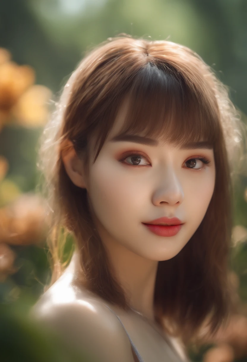4k ,ultra high res ,(photo realistic: 1.5) ,detailed face ,1 girl ,looking at viewer, bob cut ,natural ,detailed face ,cute ,kawaii,nature ,cleavage,japan ,smile ,