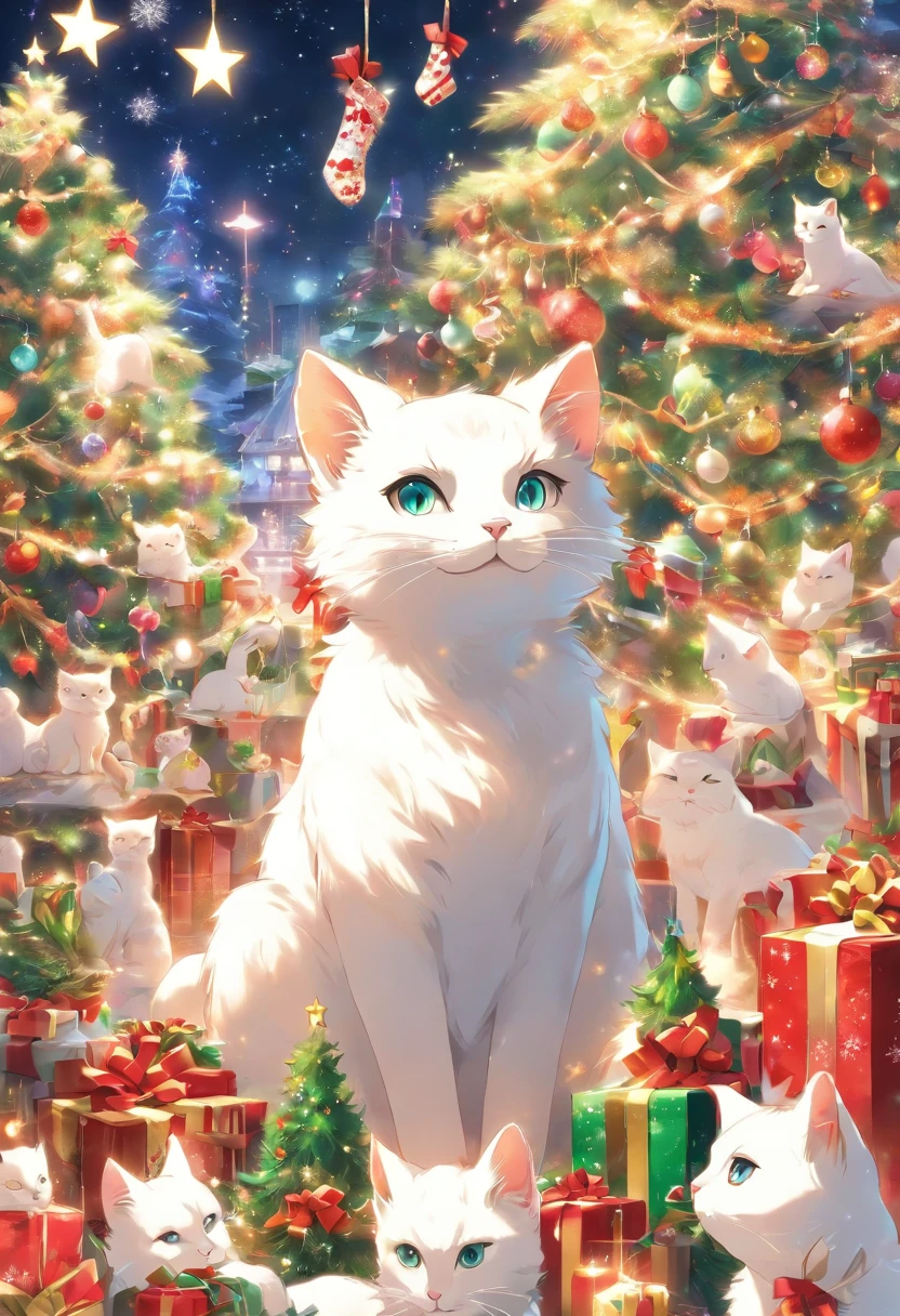 White Cat Christmas Party，biologically correct
