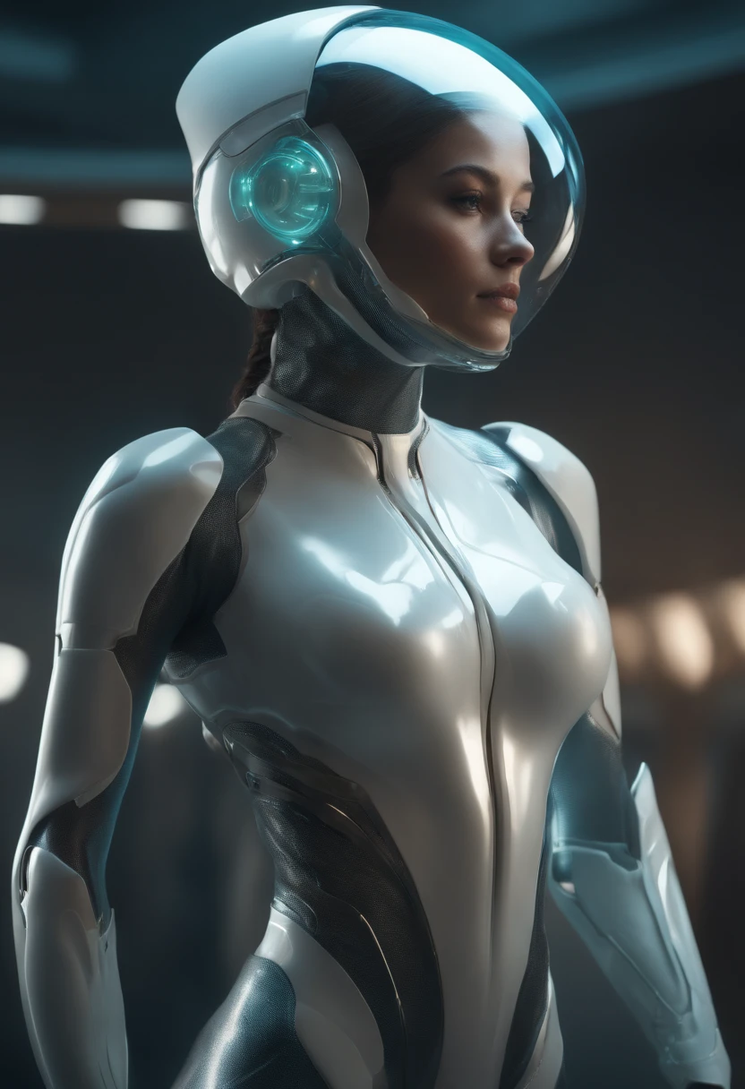 Best quality,master piece,Intricate details,NSFW,1 female nurse,Solo,(full bodyesbian:1.4),(Light smile),Legs,Simple background,brightly,Lips,Alien robots,Simple background,Alien,Inside the brain (Transparent:1.2) skull,(Organic helmets),A beautiful futuristic woman with futuristic mind,Deep white and light aquamarine style,Translucent skin,undefined anatomy,Eccentric detail placement,alien worlds,Crafted with meticulous precision,techno-punk,spine,exoskeleton,Colored skin,Upper body,Closed mouth,Breasts,Depth of field,Ultra HD,matte photos,Bold and elegant,delicate embellishments,8K resolution,